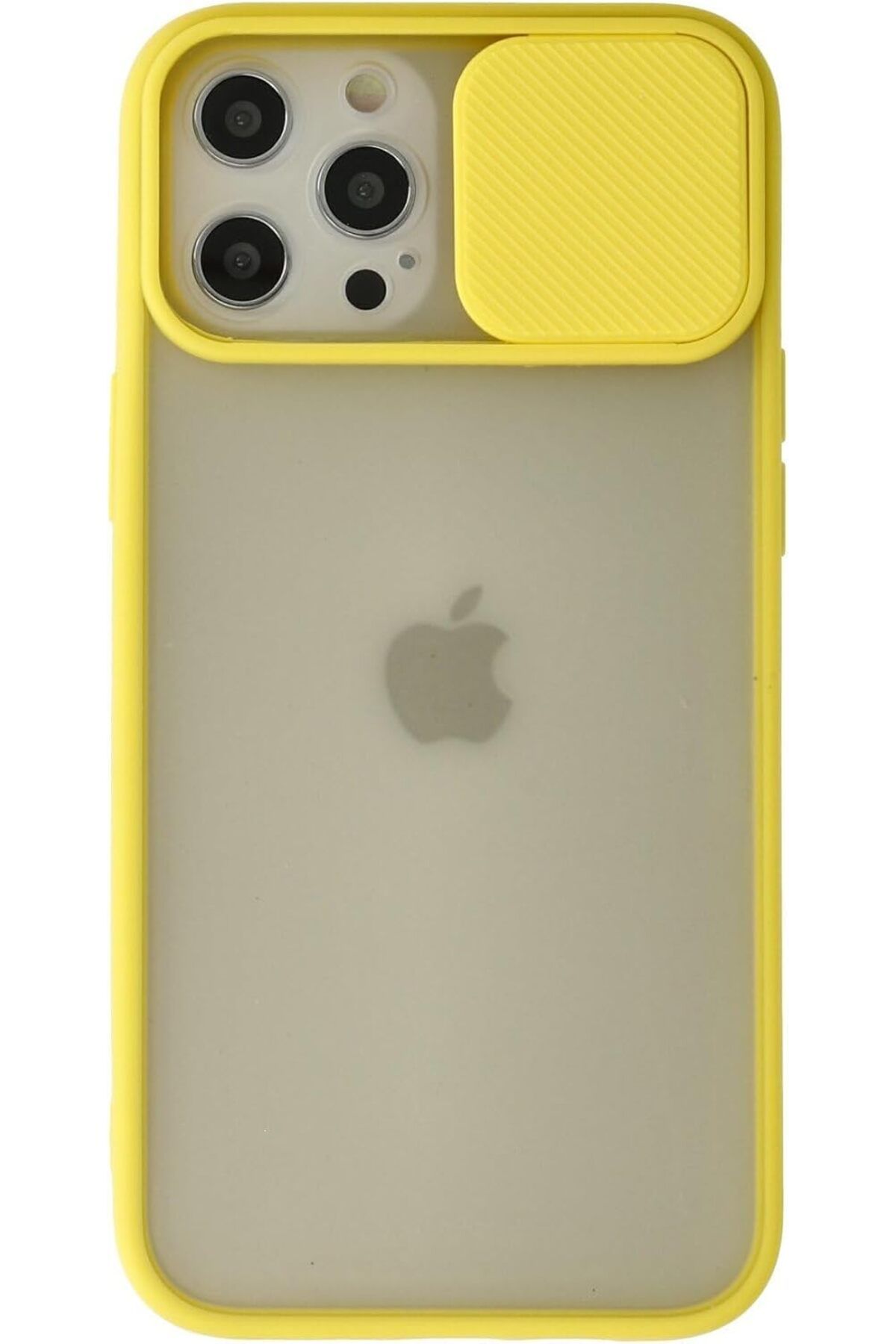yenibagshop iPhone 12 Pro Max Kılıf Kamera Sürgülü Silikon - Sarı (Sarı)