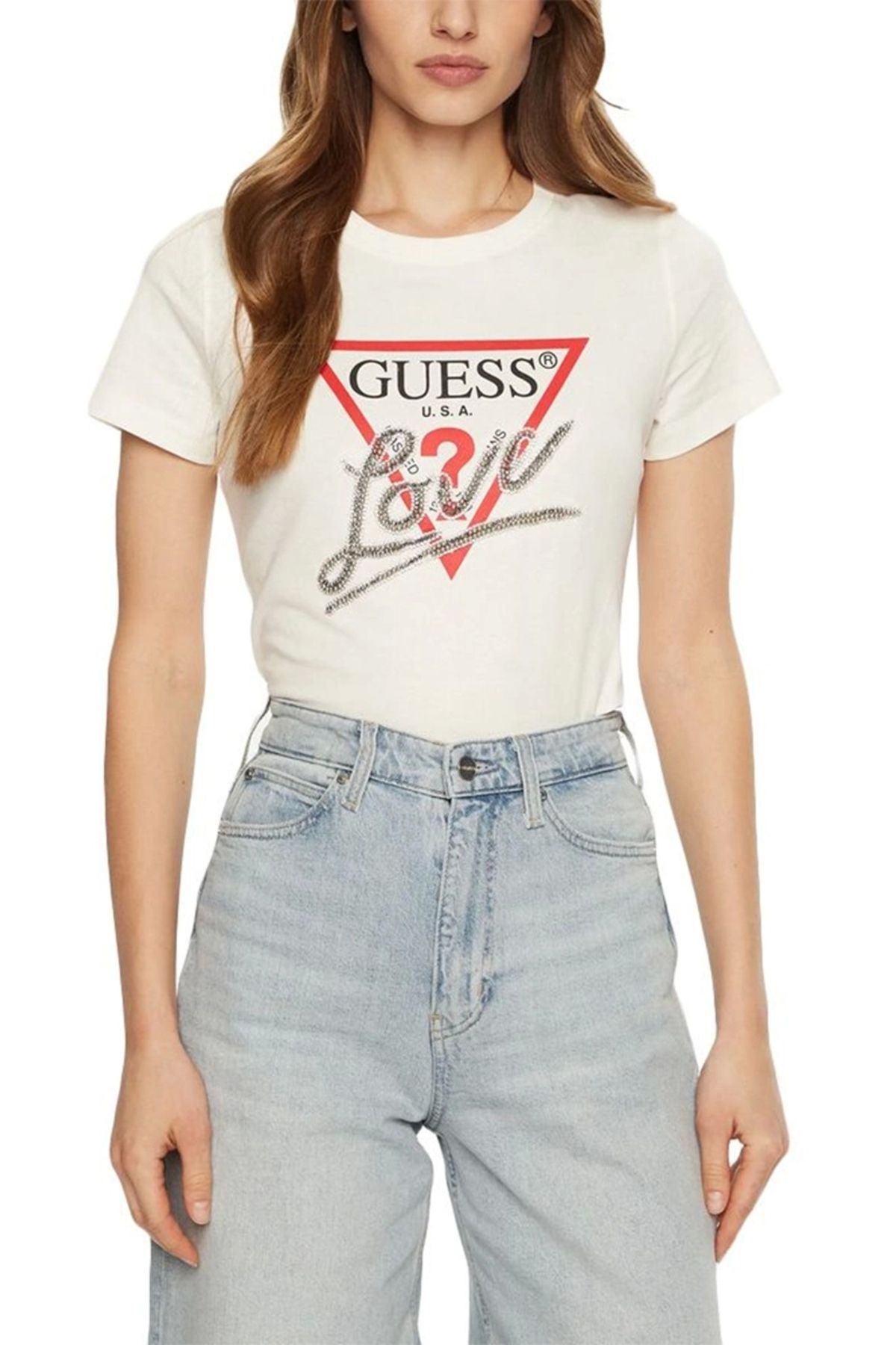 Guess SS CN TRIANGLE LOVE TEE