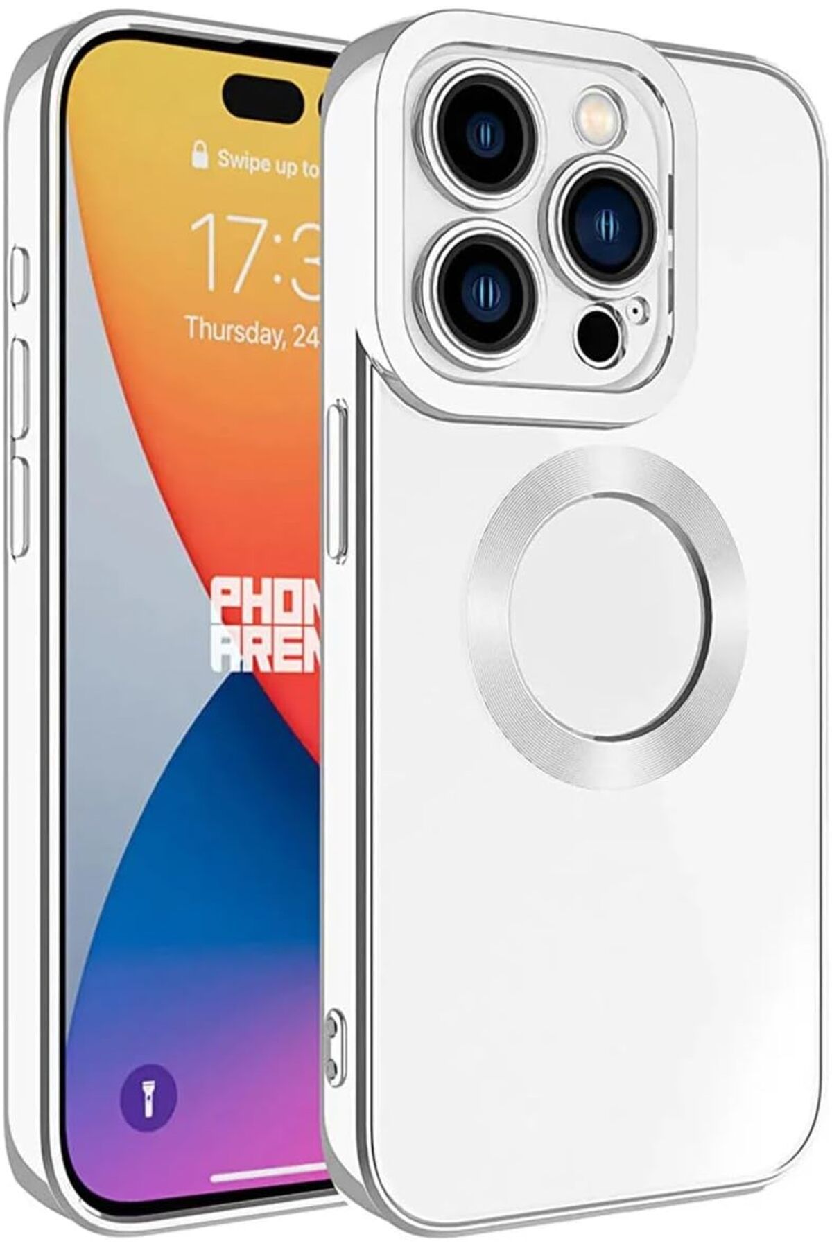 STOREMAX cmllashop iPhone 15 Pro Kılıf Kamera Lens Korumalı Logo Gösteren Arkası Şeffaf Parlak Kenarlı