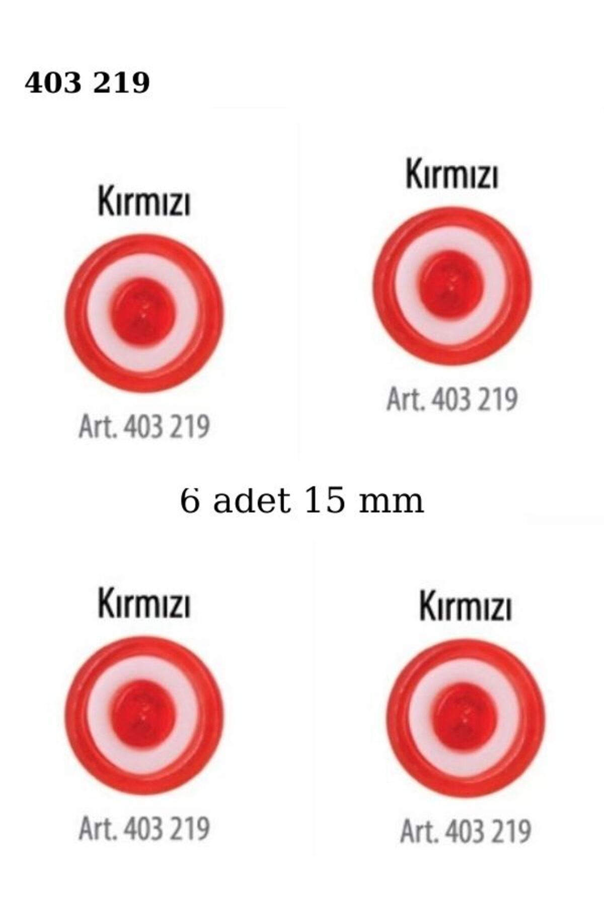 ÖZ-EL AŞ Kırmızı Renk 6 Adet Beyaz Şeritli 15 mm Bebek Düğme, Bebek Kazak, Yelek, Gömlek Düğmesi 403 219