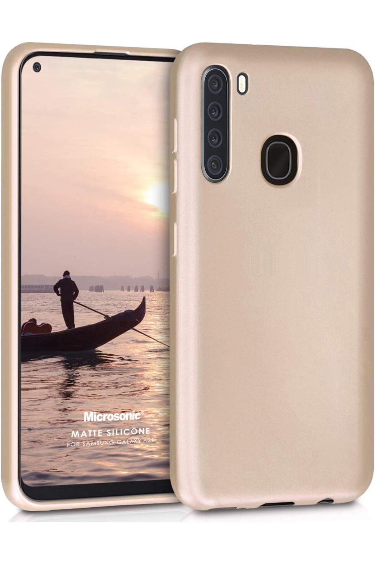 STOREMAX nffashopm Matte Silicone Galaxy A21 için Kılıf Gold [Galaxy A21 ile Uyumlu Kılıf - Gold] store