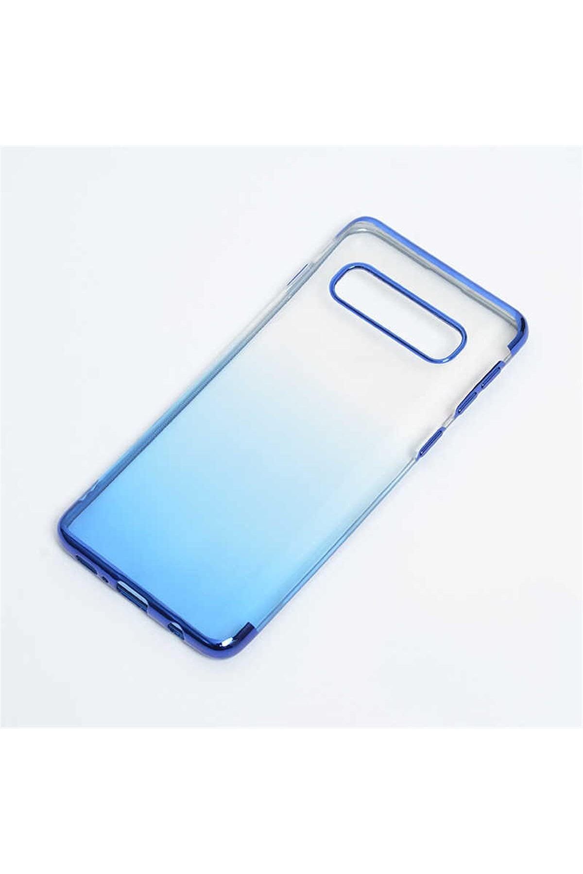 STOREMAX srhtDS Galaxy S10 ile Uyumlu Kılıf Moss Renk Geçişli Köşeleri Lazer Boyalı Silikon Mavi Desin