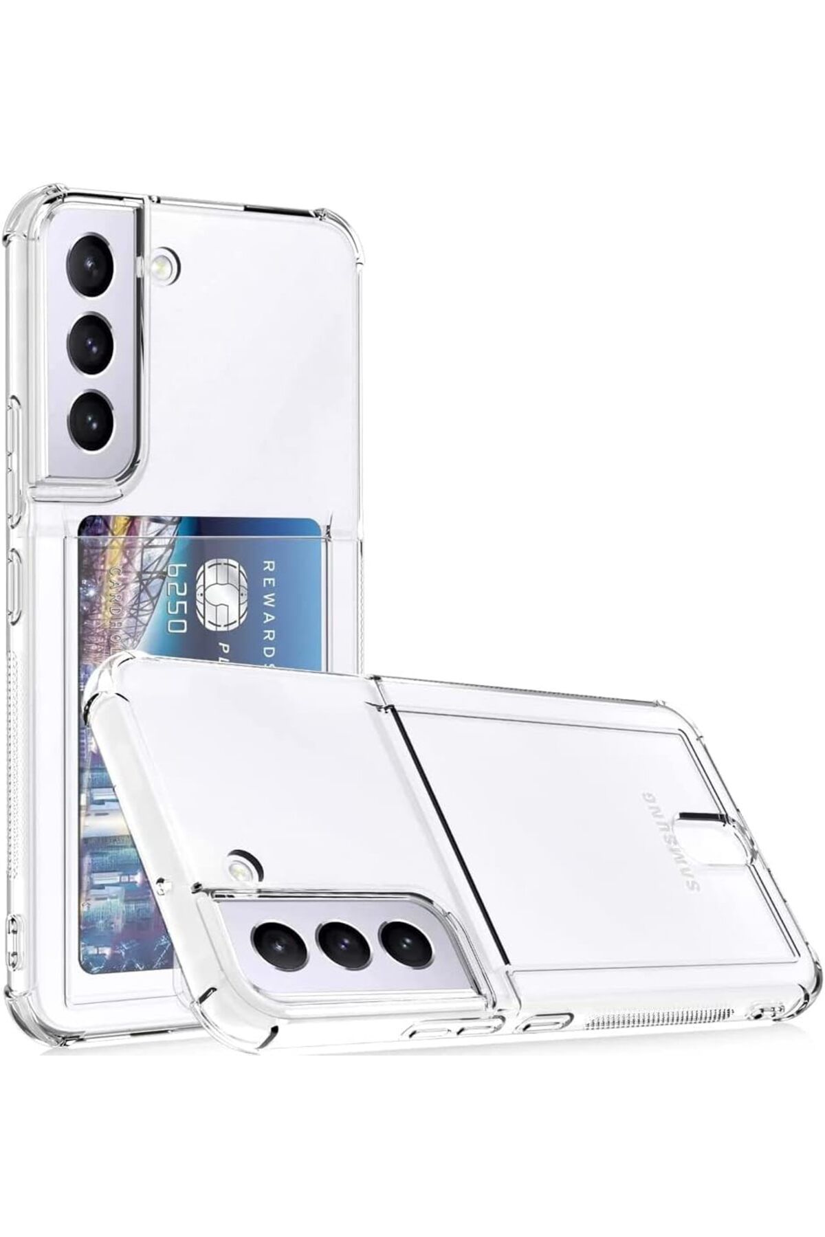 STOREMAX dlshop Galaxy S22 Plus İle Uyumlu Transparent Pulisic Kartlıklı Darbe Emici Shock-Absorbing Kartv