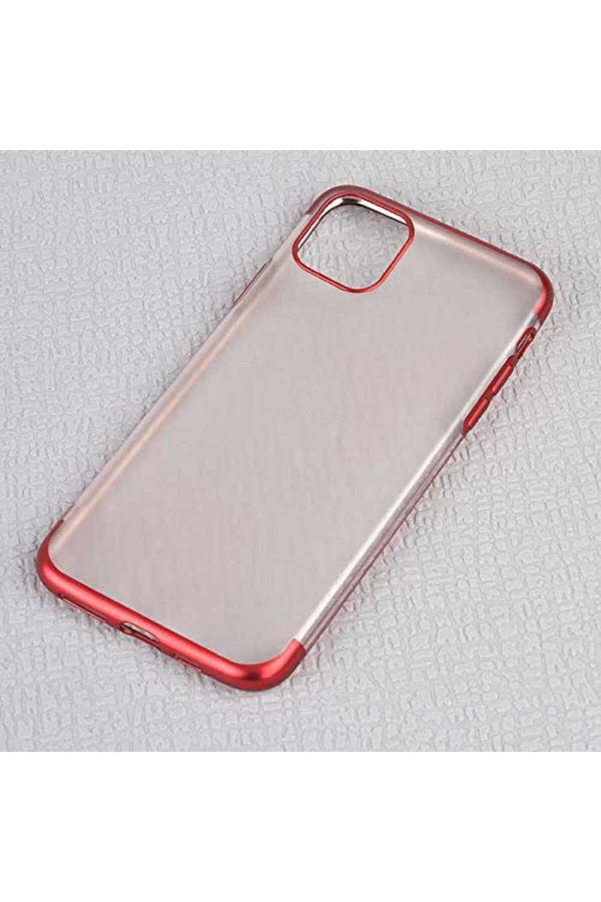 STOREMAX bystoreby iPhone 11 Pro ile Uyumlu Kılıf Zore Mat Dört Köşeli Lazer için Silikon Kırmızı Ce