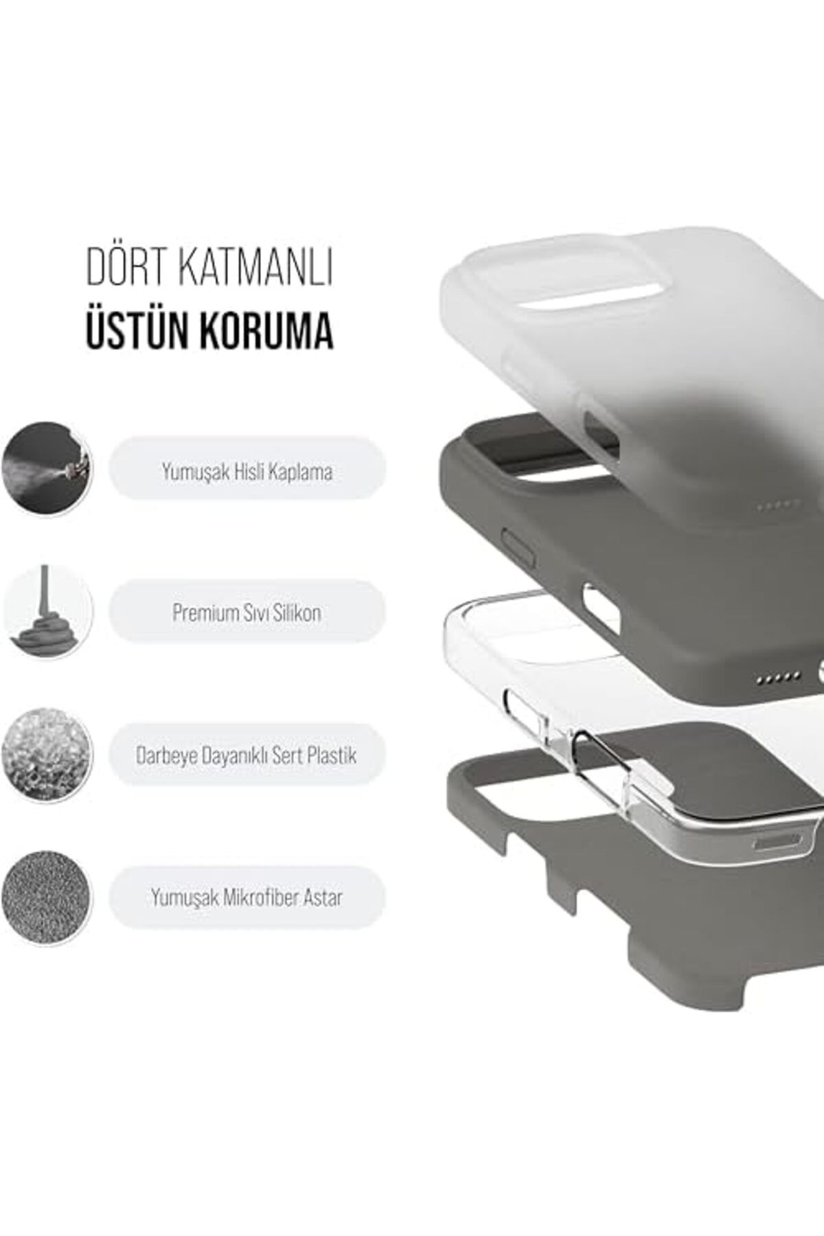 STOREMAX lbstorex iPhone Kılıf İnce Sıvı Silikon 3 Katmanlı Tam Kaplamalı Yumuşak Jel Kauçuk Kılıf