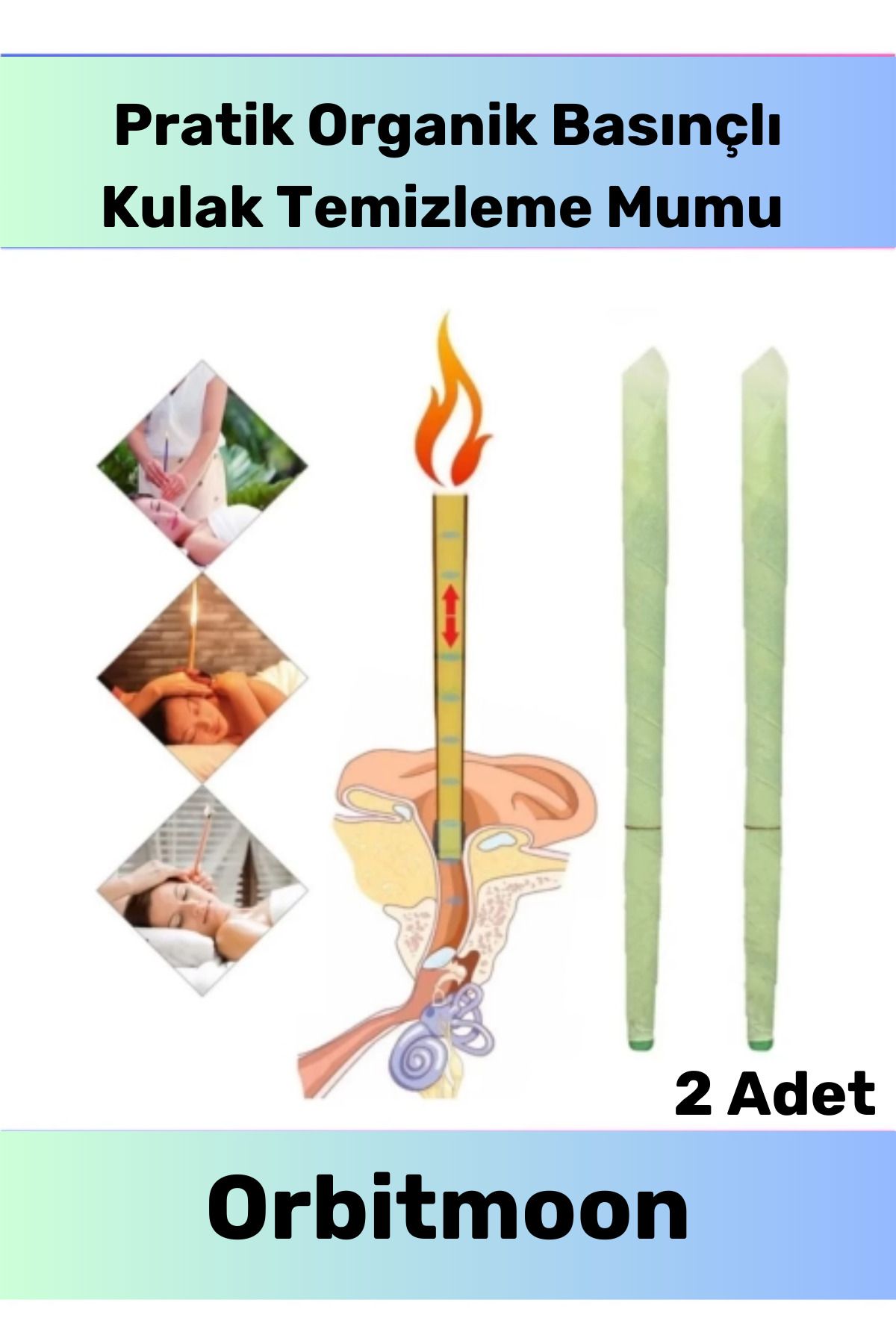 Orbitmoon Premium Seri Kulak İçi Kir Temizleme Hava Basınçlı Doğal Aromaterapi Mumu 2 Adet