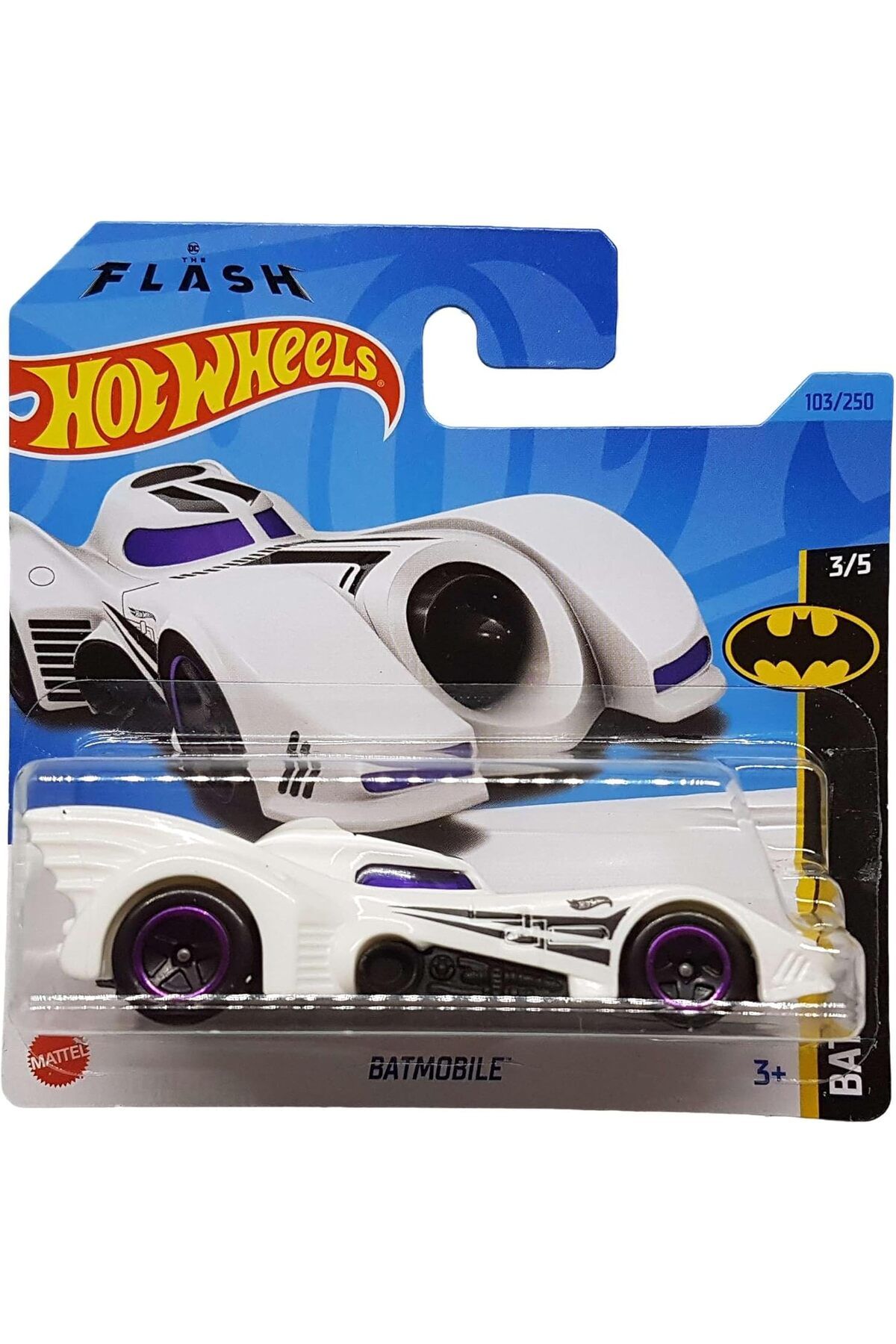 STOREMAX shopmst Wheels - Batmobile - Batman: The Flash 3/5 - HKJ74 - Short Card - DC - Beyaz - Mattel 2023 L