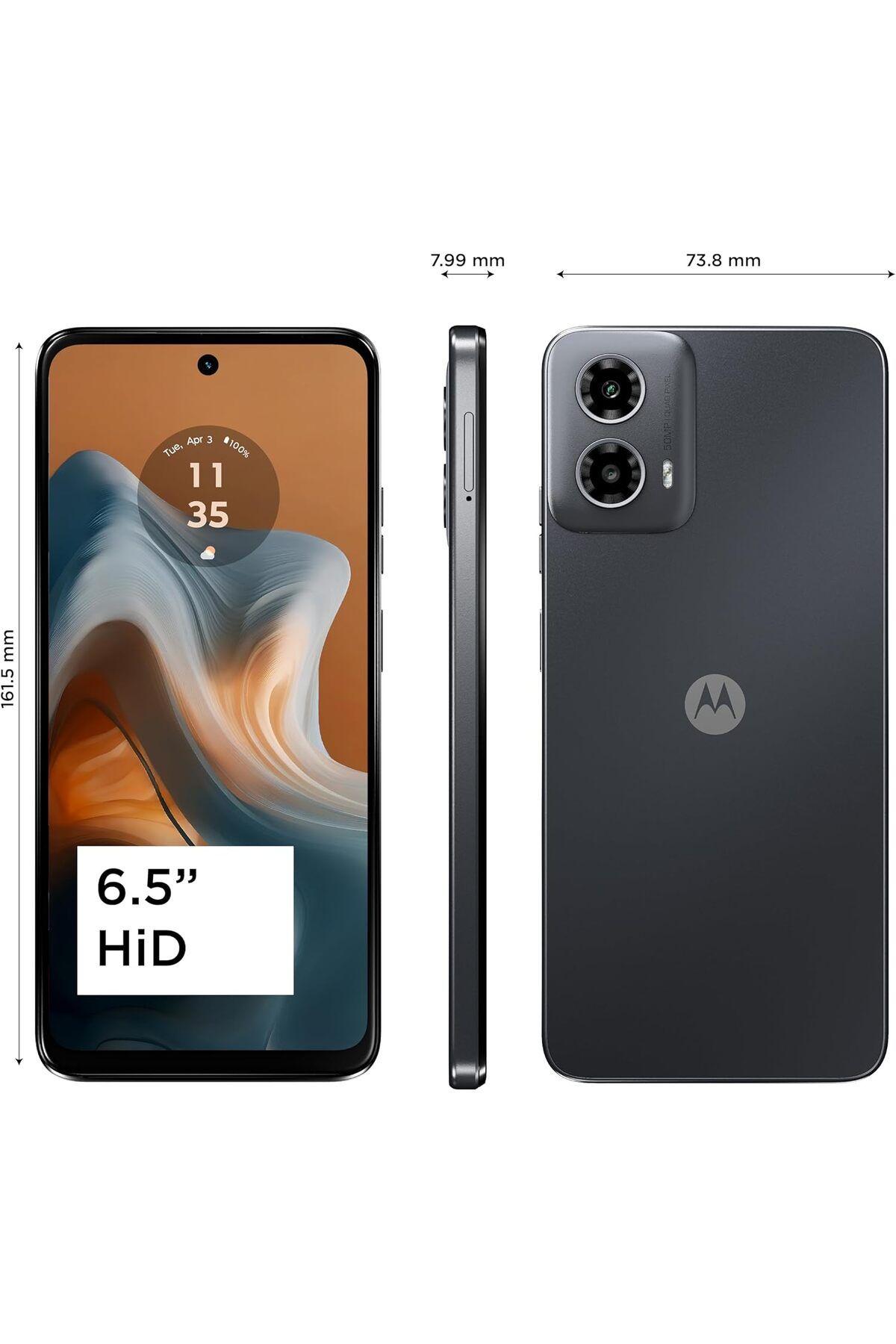 Motorola-g34 5G، ثنائي الشريحة 8 جيجابايت + 8 جيجابايت رام، 128 جيجابايت روم (أسود فحمي) - الإصدار الدولي 2