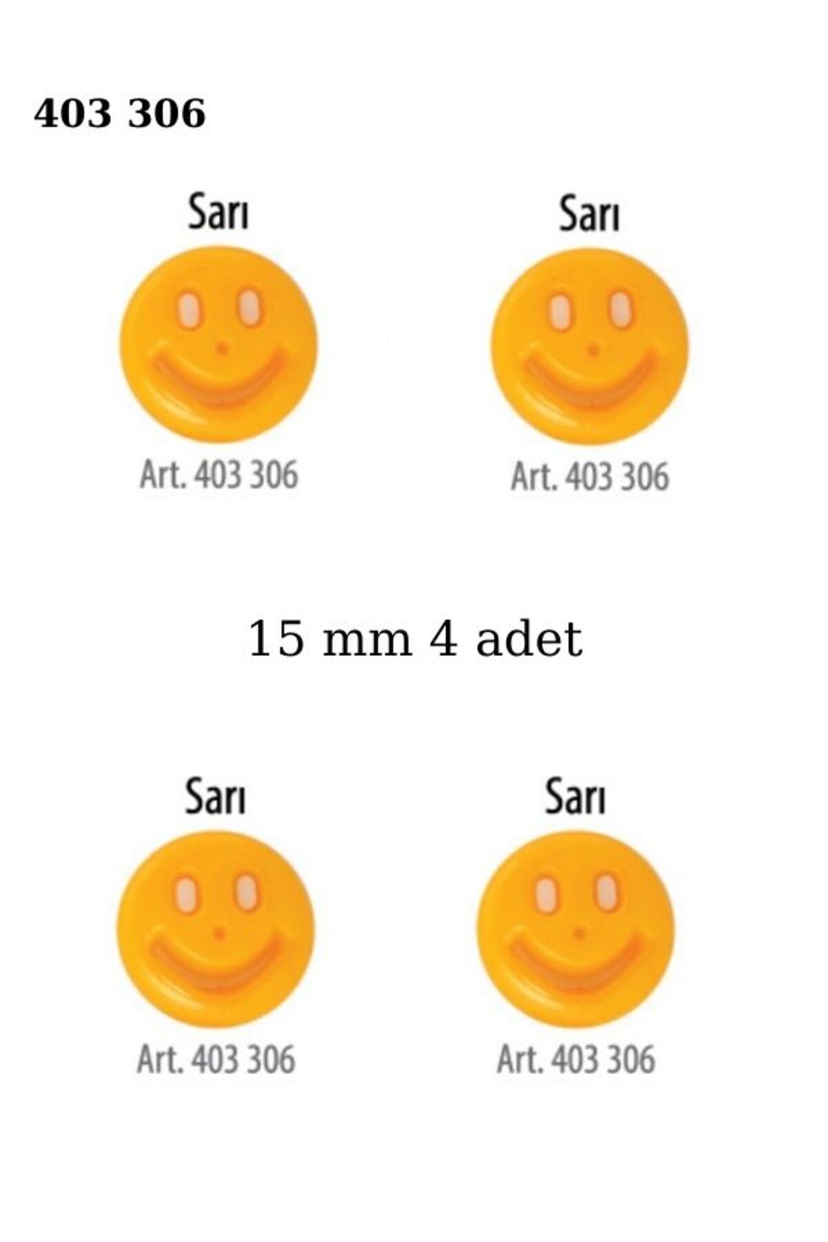 ÖZ-EL AŞ Gülen Yüz Şekilli Sarı Renk 4 Adet 15 mm Bebek Düğme, Bebek Kazak, Yelek, Gömlek Düğmesi 403 306