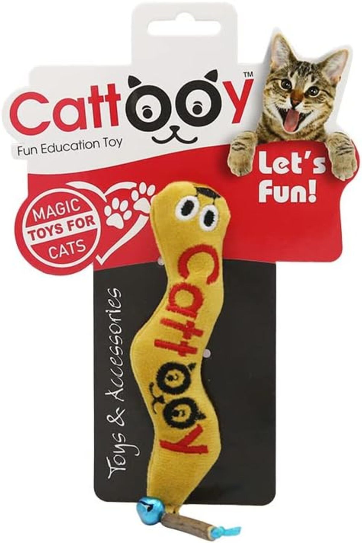 STOREMAX Fun Education Toy WORMY EL YAPIMI PELUŞ KEDİ OYUNCAĞI (SARI)  1005813