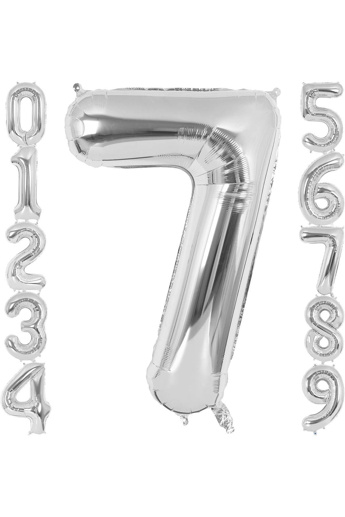 STOREMAX bystoreby 7 Rakamı Doğum Günü Balonu Yaş Günü Gümüş Renk Uçan Balon 102 cm Doğum Günü