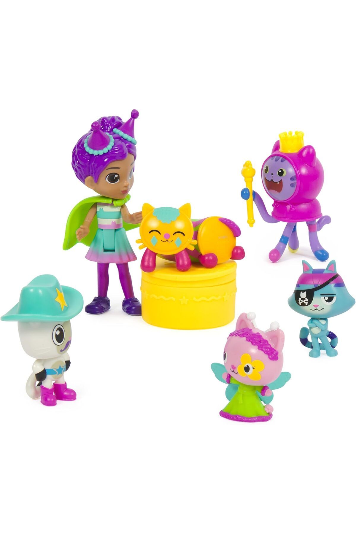 STOREMAX ysstorex Dollhouse, parti figürleri hediye seti, Party Gabby 6 kedi figürlü, kutlama kıyafetli,