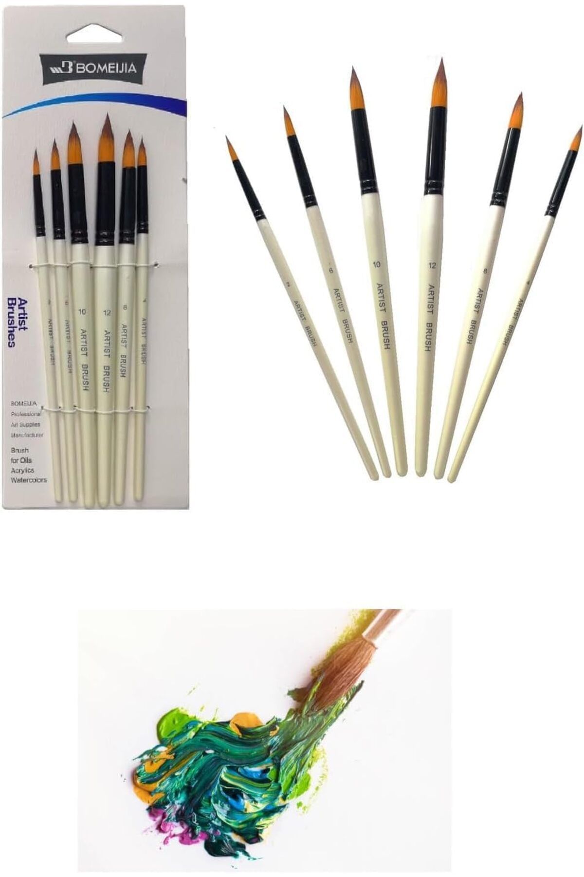 STOREMAX bystoreby 6'LI Liner Resim Sanat Fırça Seti Akrilik Guaj Yağlı Suluboya NewDesing 646268