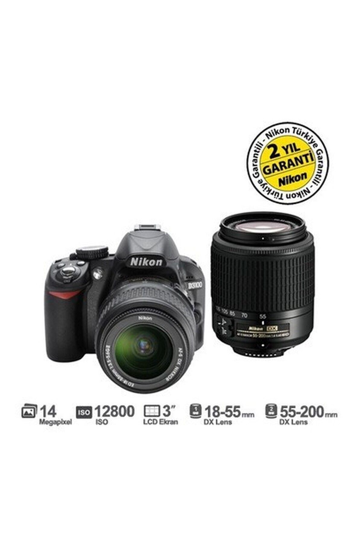 NİKON Nikon D3100 18-55mm DX + 55-200mm DX Kit 14.2 MP 3\