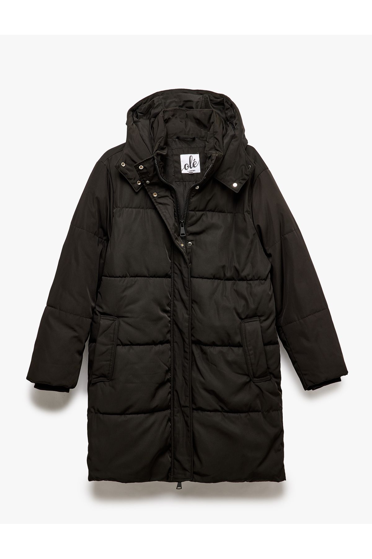 Koton-Oversize Puffer Jacket with Hooded Snap Button and Zipper 4