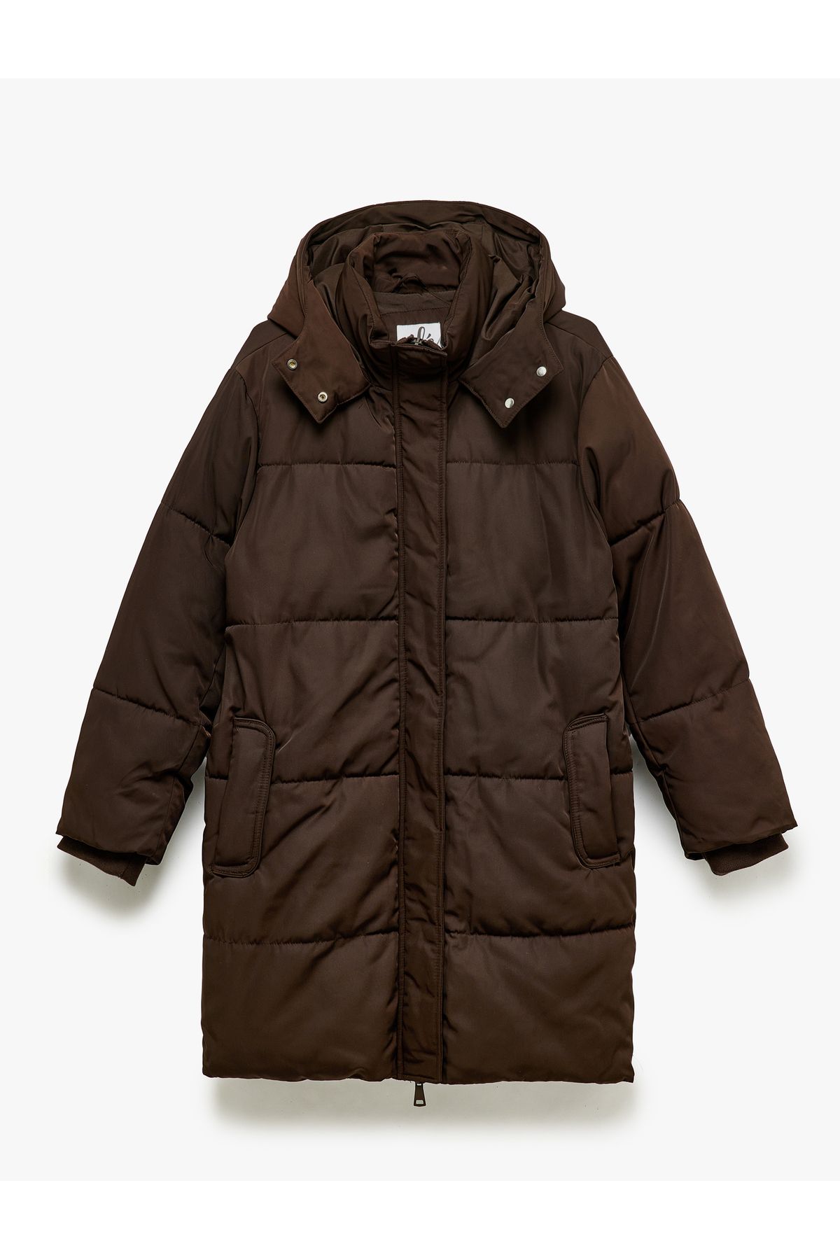 Koton-Oversize Puffer Jacket with Hooded Snap Button and Zipper 3