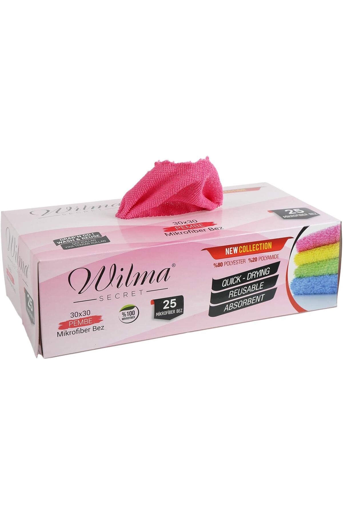 STOREMAX lbstorex Adı: Wilma Secret Mikrofiber Temizlik Bezi Kutulu 25 Adet – Yeniden Kullanılabilir Mikr