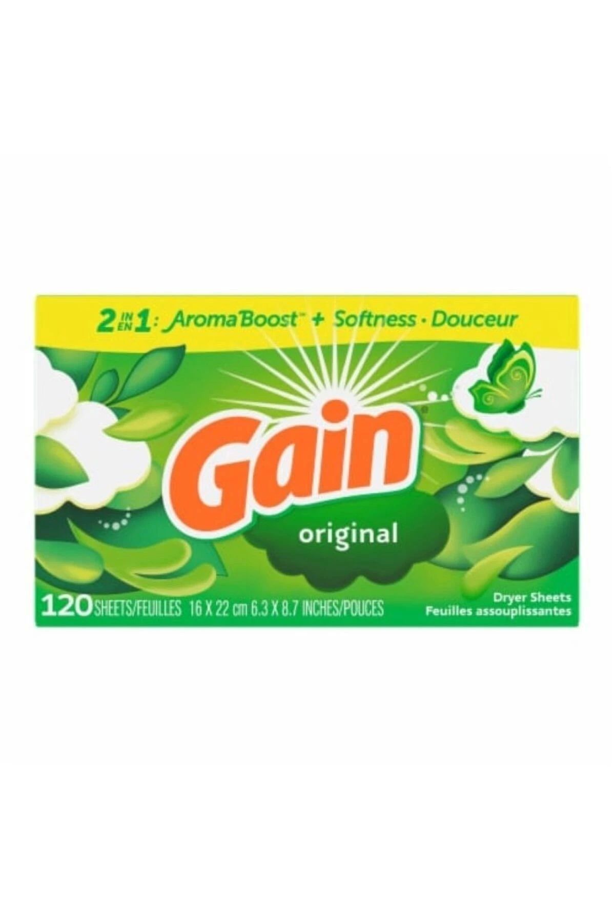 Snuggle Gain Original 2 ın 1 Aroma Boost + Softness + Douceur 120 Sheets Kurutma Makinası Mendili 120 Adet