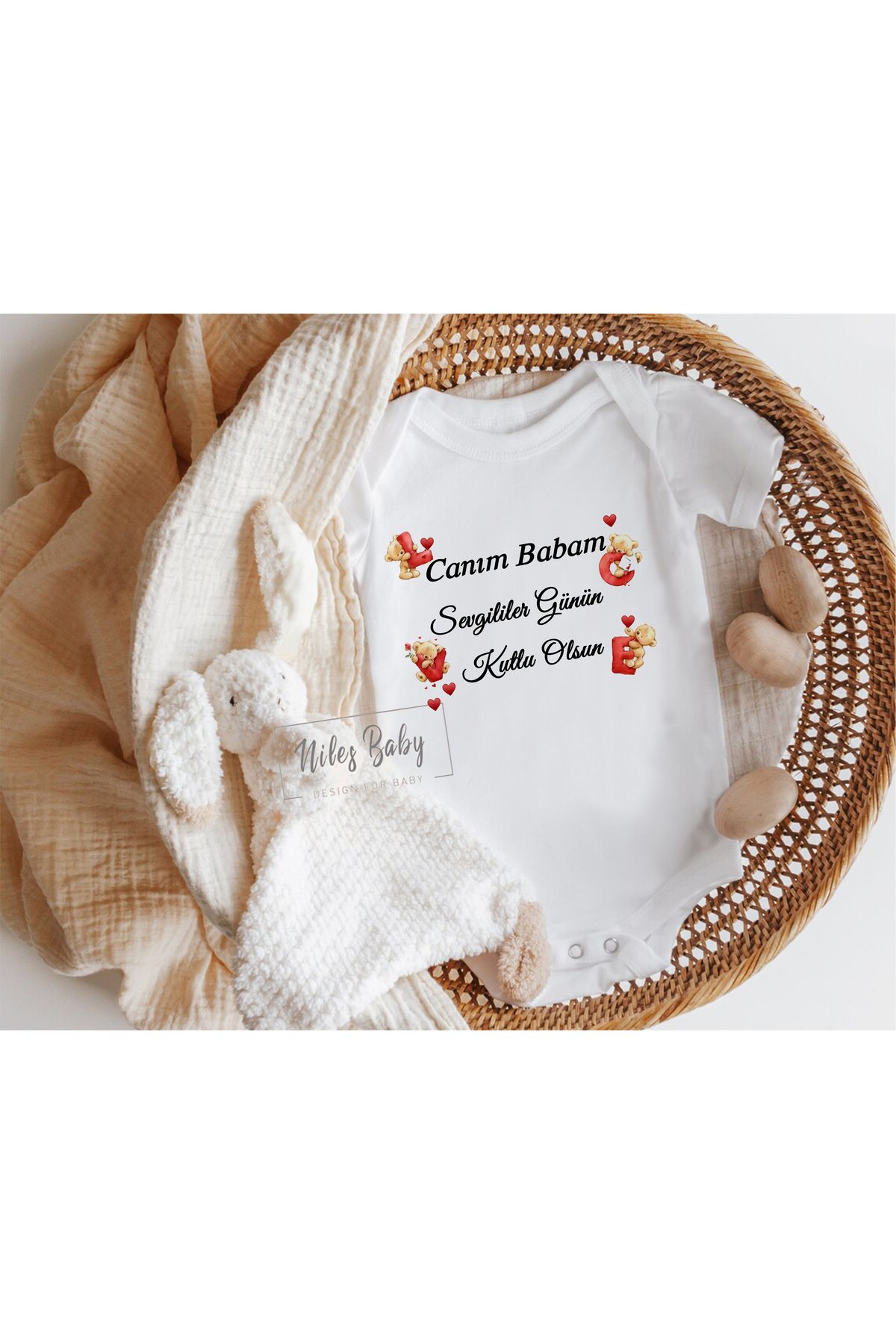 Niles Baby design for baby Sevgililer Günü Yazılı Zıbın