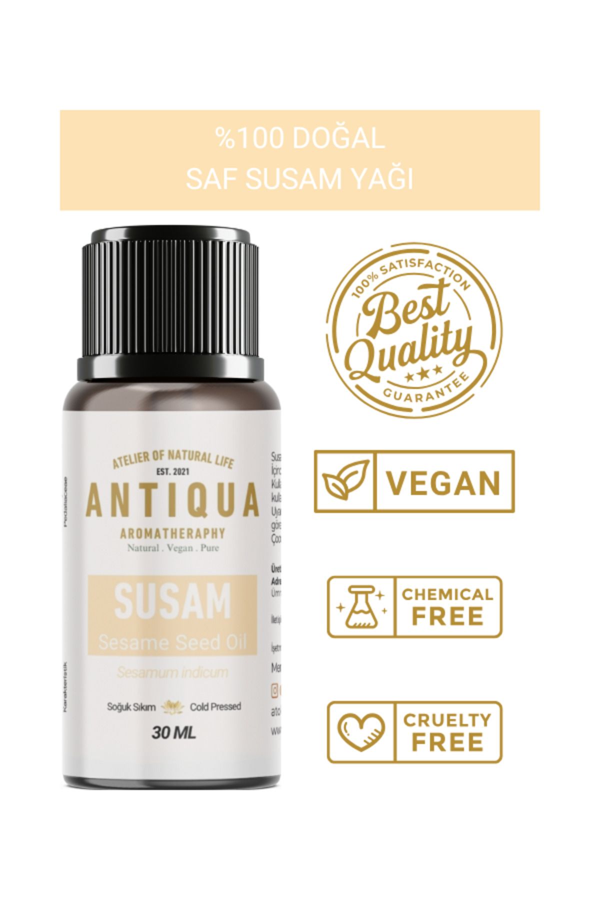 Antiqua Aromaterapi Susam Yağı 30 Ml (%100 Doğal ve Saf)