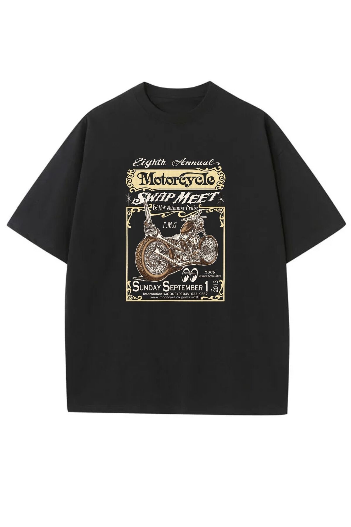 MODA Vintage Motorcycle Baskılı Oversize Erkek T-Shirt