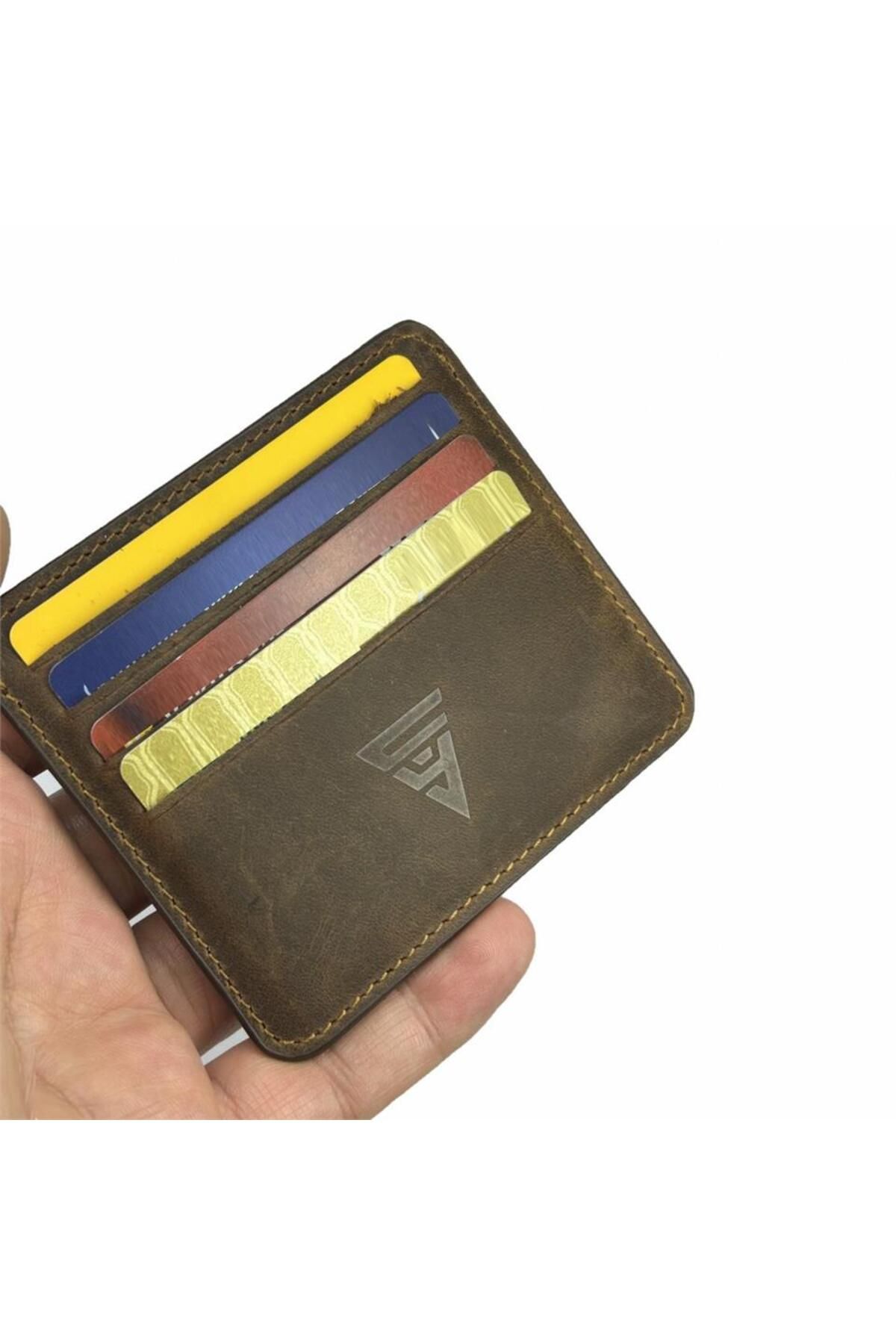 DİGA-8 Compartment Genuine Leather Card Holder - Crazy Brown 2