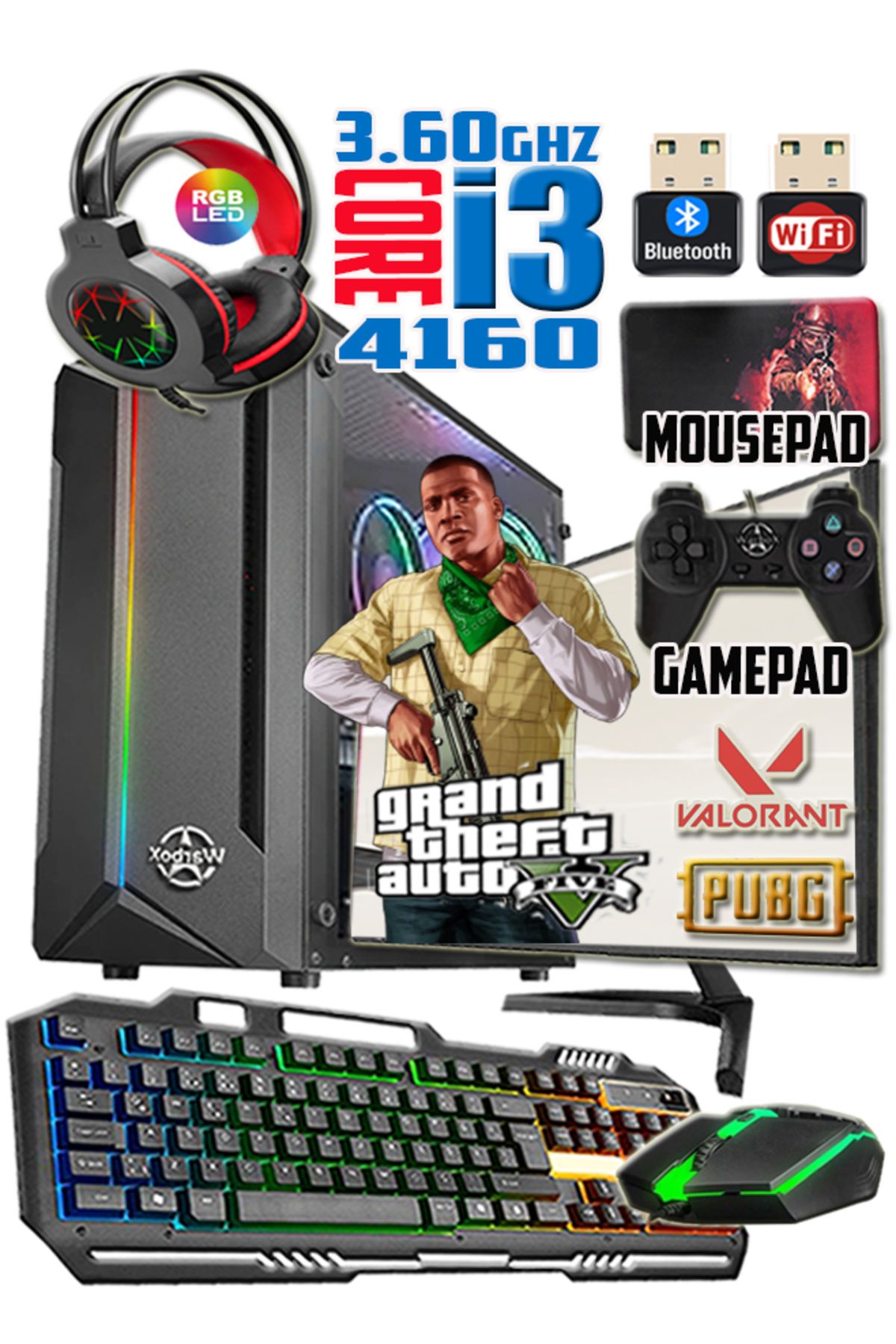 Hayro I3 4160 Turbo:3.60ghz 16gb Ram 240gb Ssd 250gb Hdd R7 240-4gb E.kartı 19" Monitör Gaming Pc