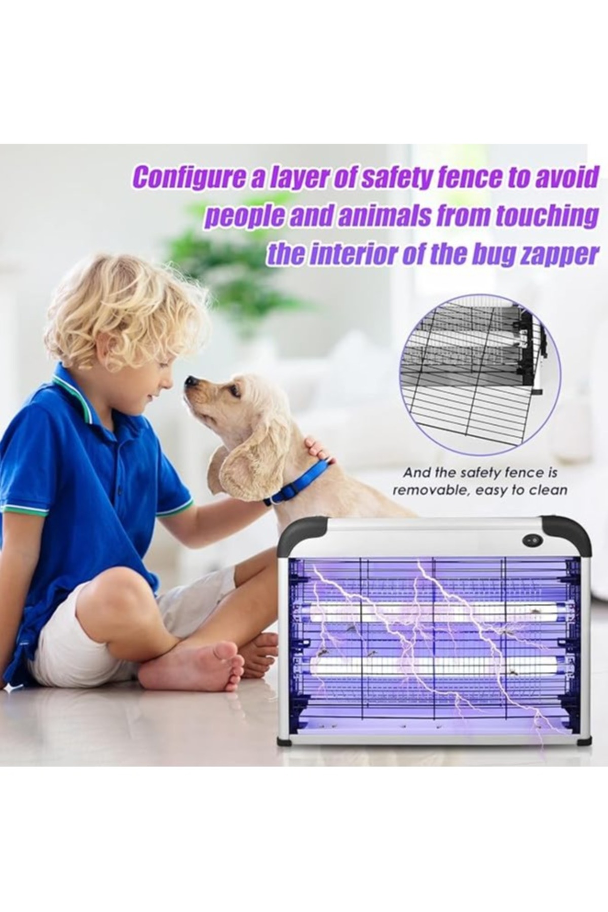 جهاز قتل البعوض الكهربائي للاستخدام الداخلي والخارجي مع شبكة حماية قابلة للفصل (20 وات)