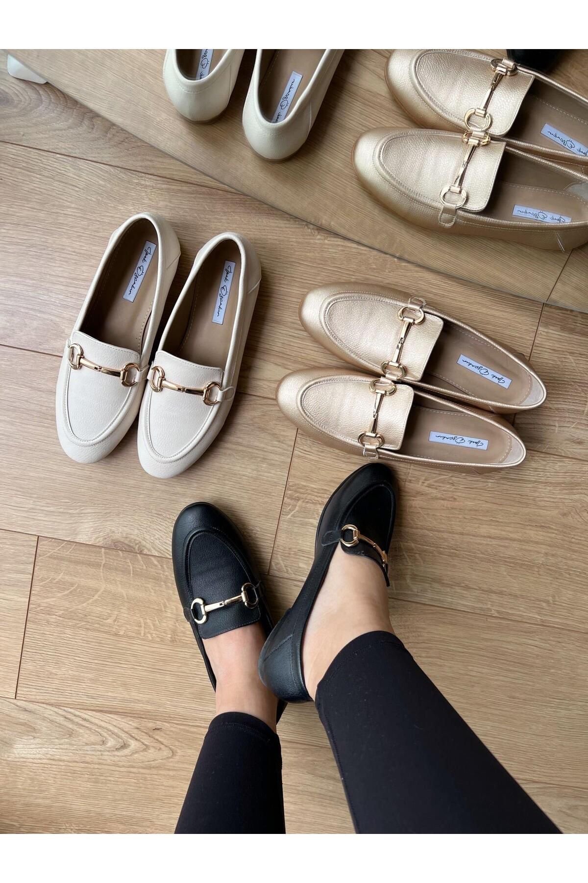 labor collection Vegan Deri Kadın babet loafer