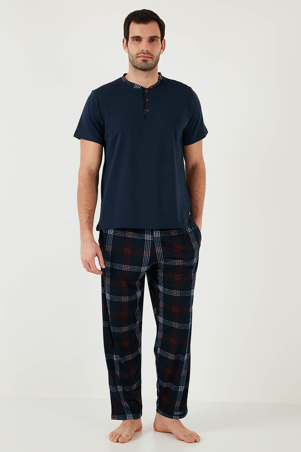 Buratti Ekoseli Pamuklu Regular Fit Kısa Kollu Pijama Takımı Erkek Pijama Takımı 60961007 görsel 6