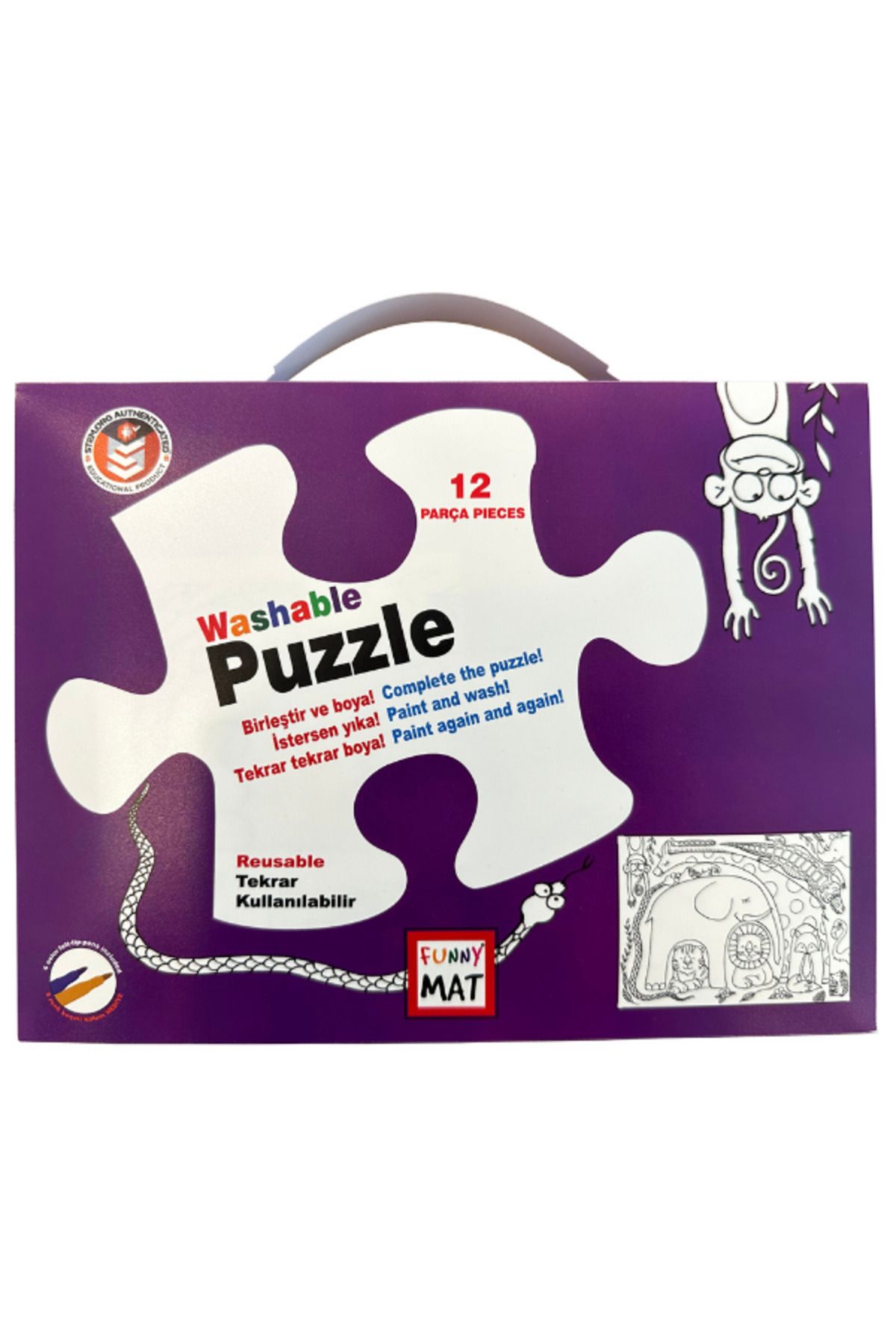 Funny Mat Washable Puzzle - Sevimli Dostlar | 30 cm x 40 cm