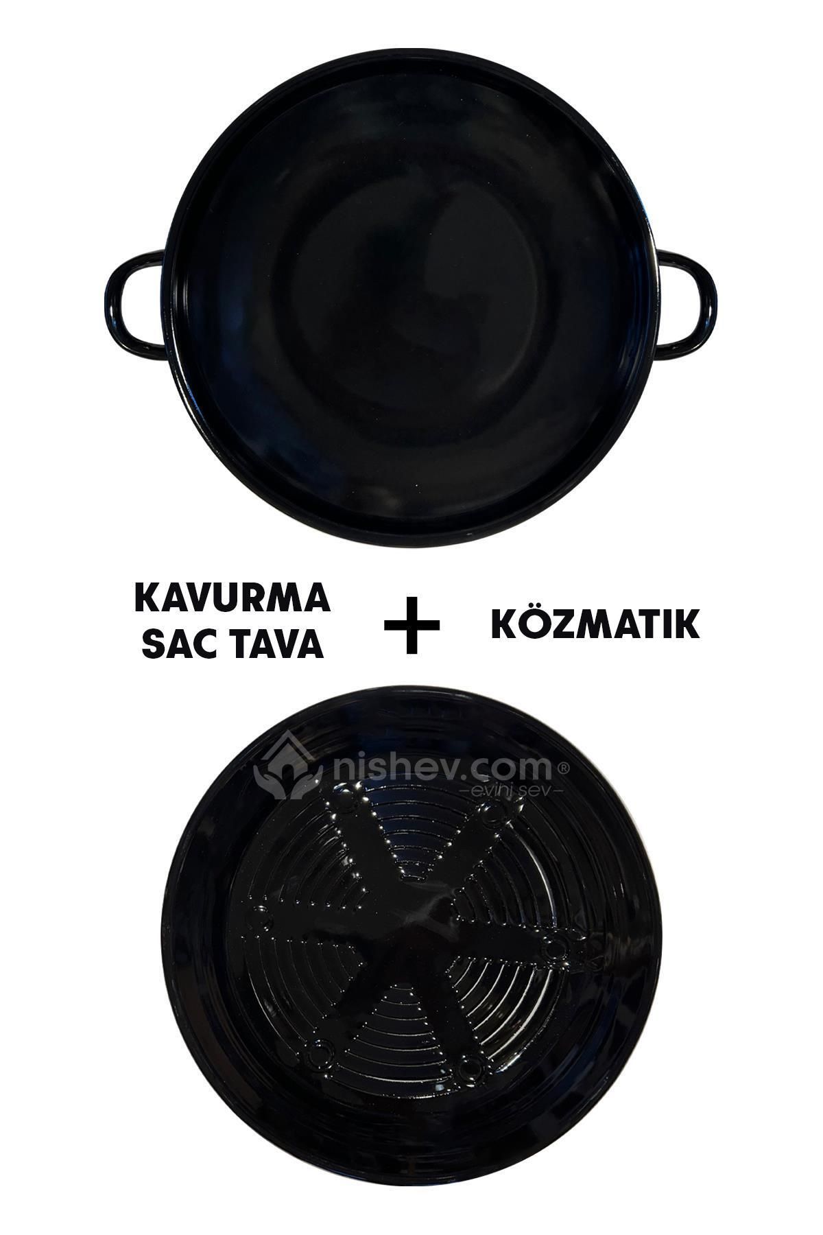 Nishev.com Evini Sev Hanımeli Emaye Kavurma Saç Tava + Közmatik 28cm