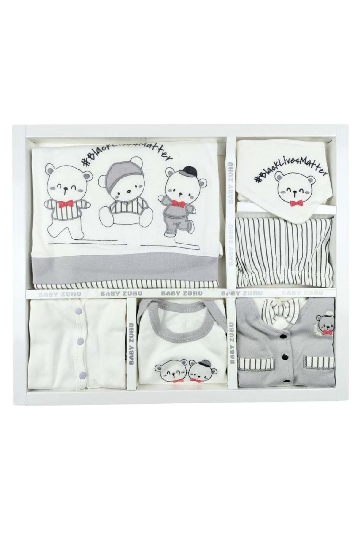 BABY ZUHU Yelekli Papyonlu 10 lu Set - GRİ