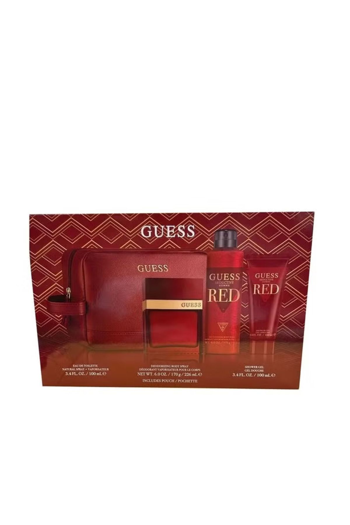 Guess-SED*UCTI*VE RED (M) SET EDT 100ML+ 226 ML DEO+ 100ML SG + POUCH 1