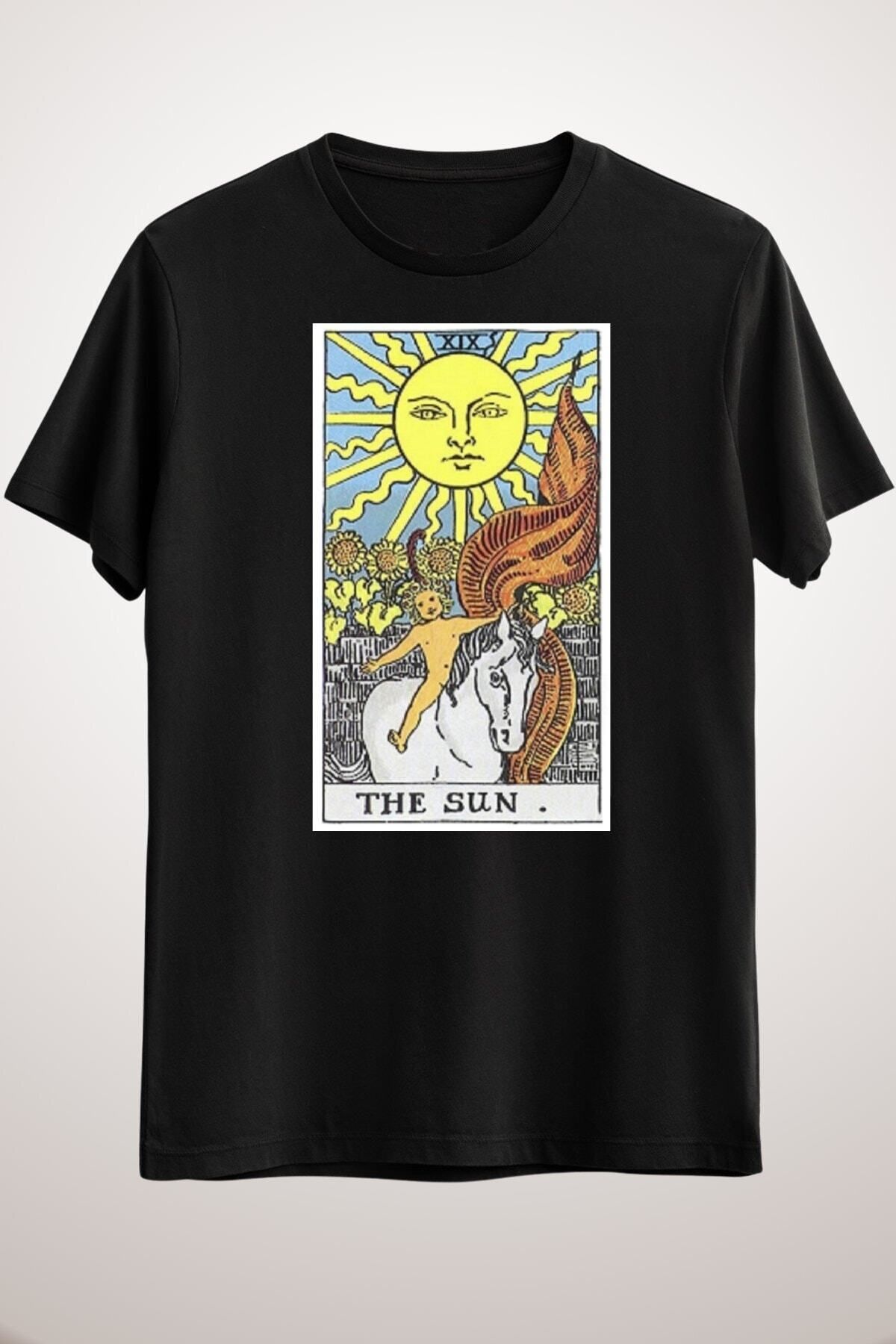 New Shine Unisex Siyah The Sun Tarot Classic T-shirt