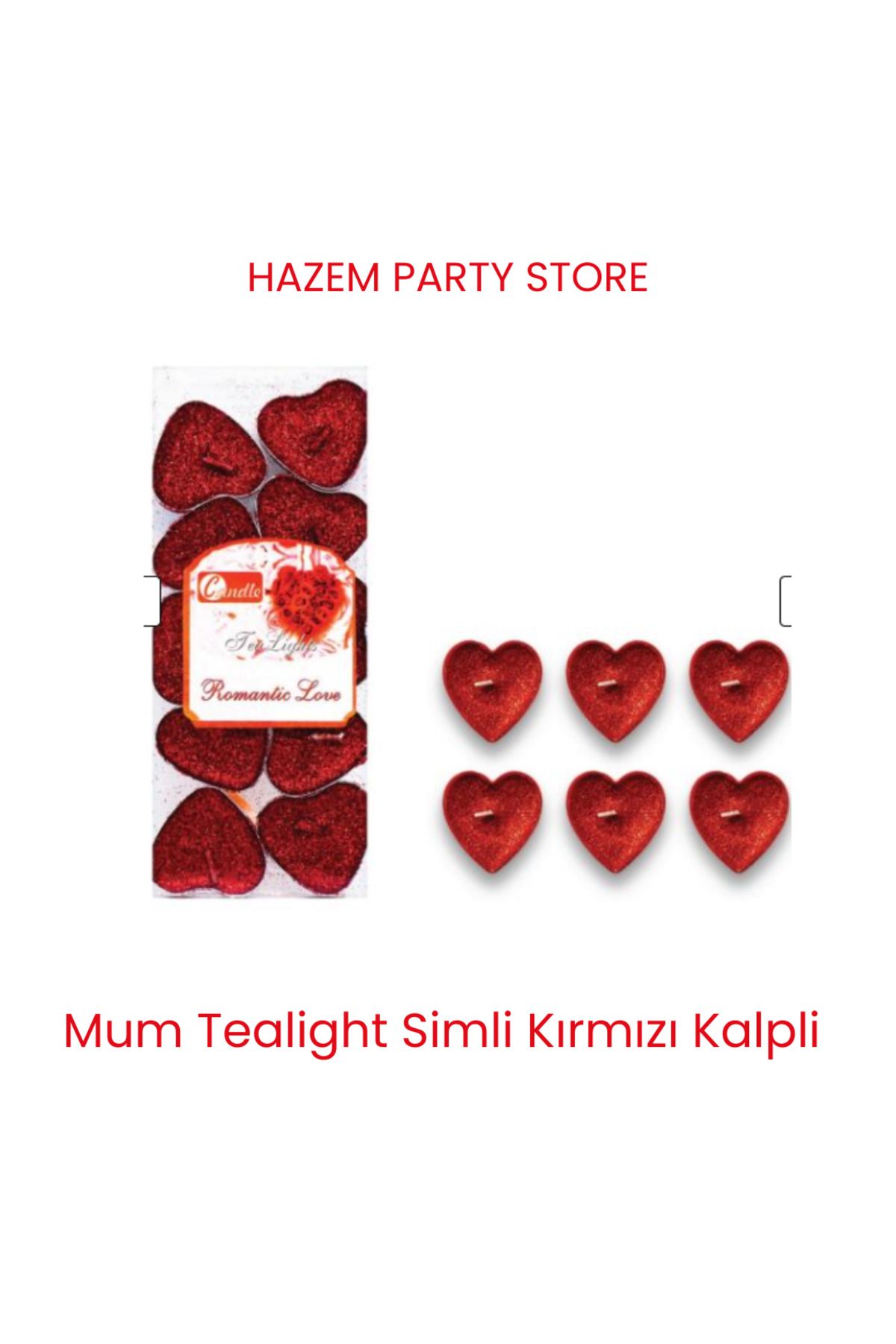 Big Party Mum Tealight Simli Kırmızı Kalpli