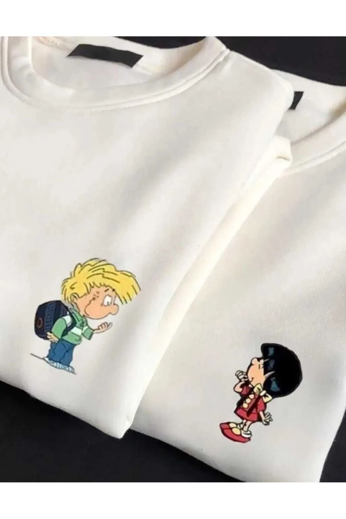 Shoprise Sevgililer Günü Couple Çift Cedric-Chen Baskılı Beyaz Sweatshirt Sevgili Kombini