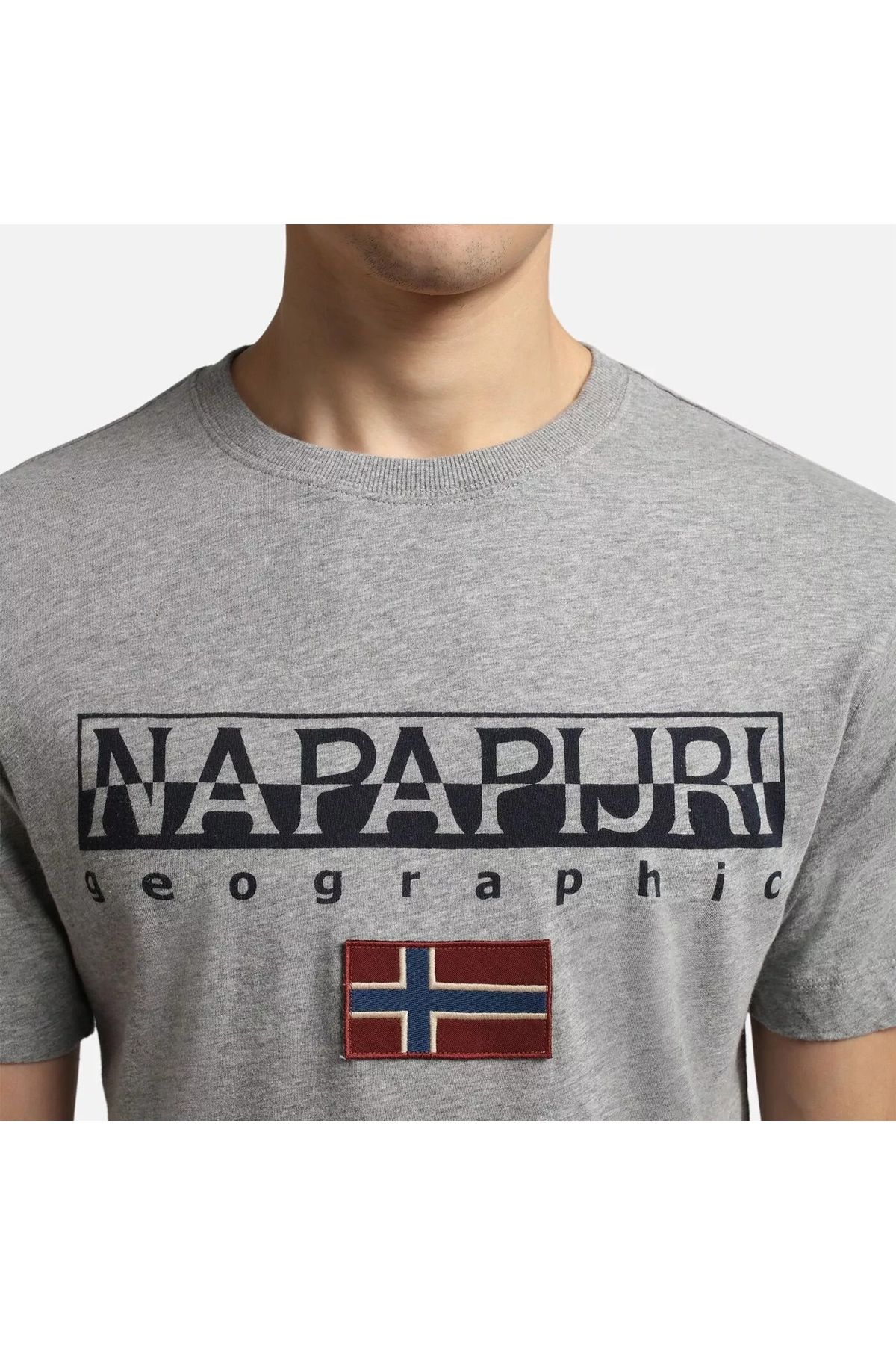 Napapijri-Tricou gri pentru bărbați Napapijri S-Ayas Med Grey Mel 5