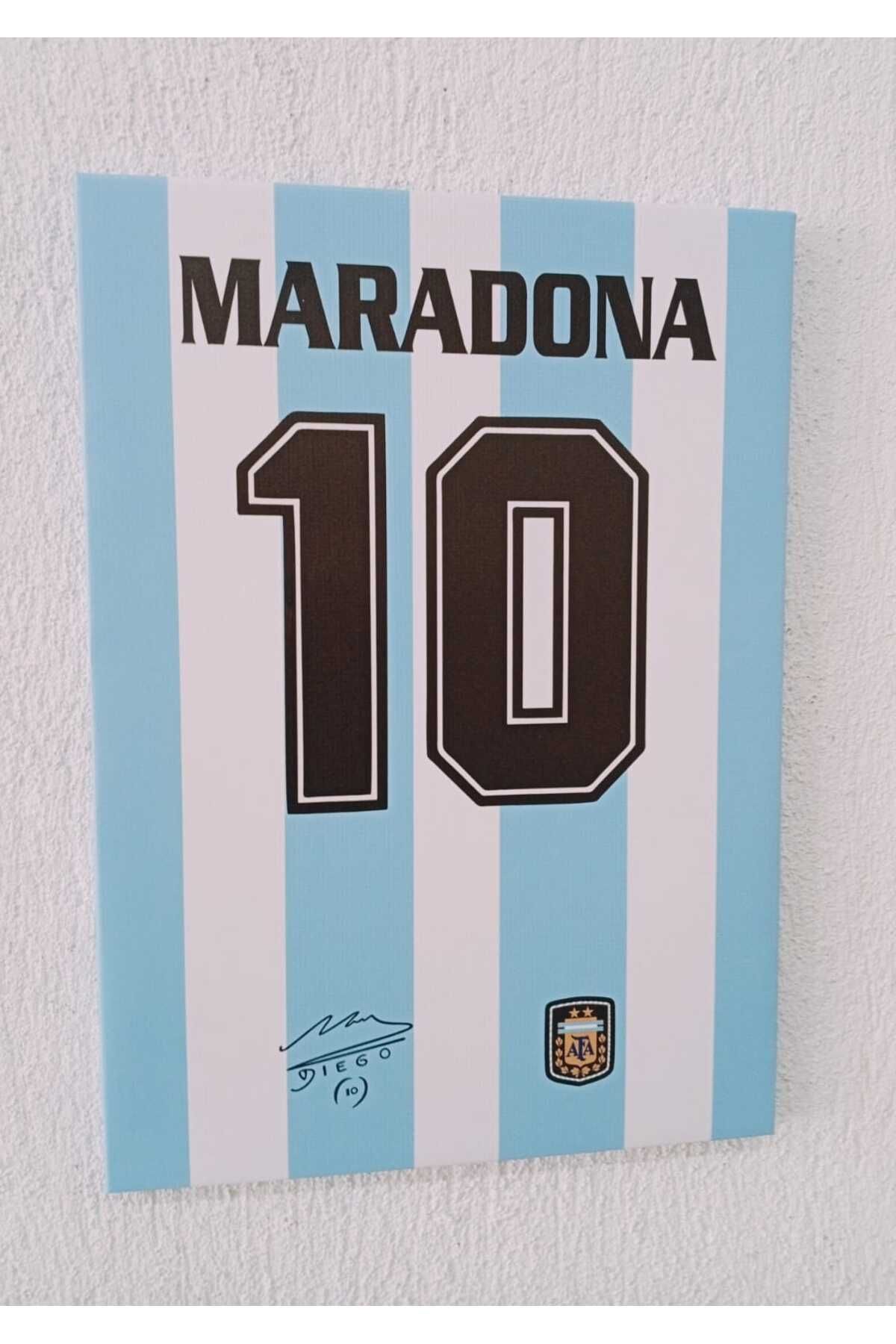 Erdizayn 30x42 cm Diego Maradona Arjantin Forma Tasarımlı Dekoratif Kanvas Tablo