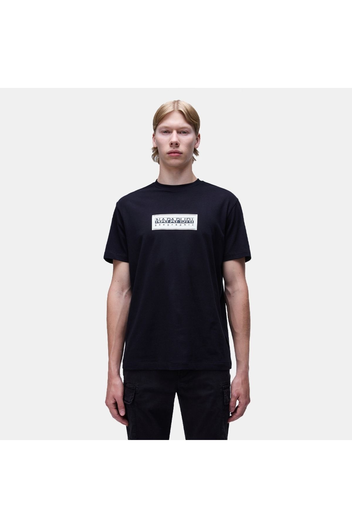 Napapijri-Napapijri S-Box Logo Heron Men's Black T-Shirt 1