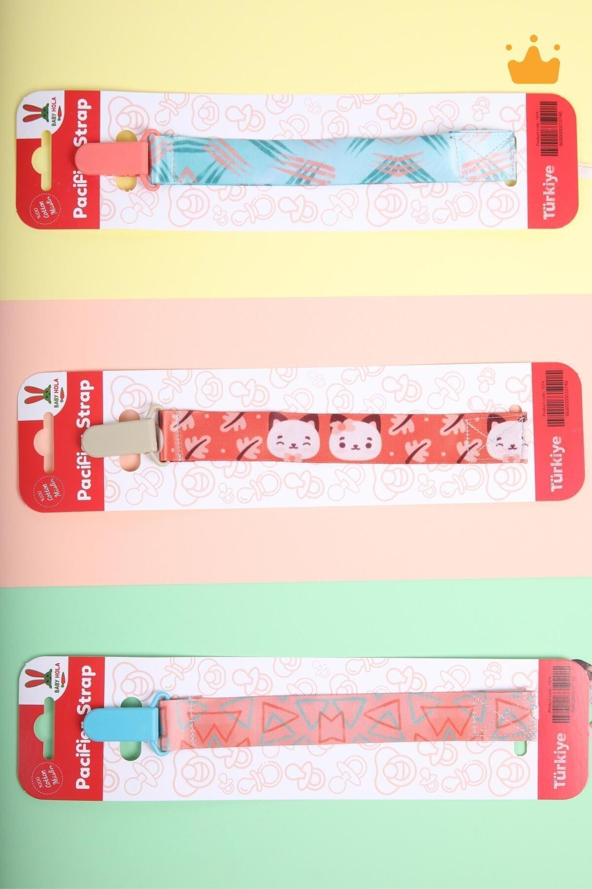 Babyhola 3'lü Emzik Askısı Yenidoğan Hediyelik Bebek Hediyesi Emzik Zinciri Seti/Turuncu fotoğrafı 7 (önizleme)