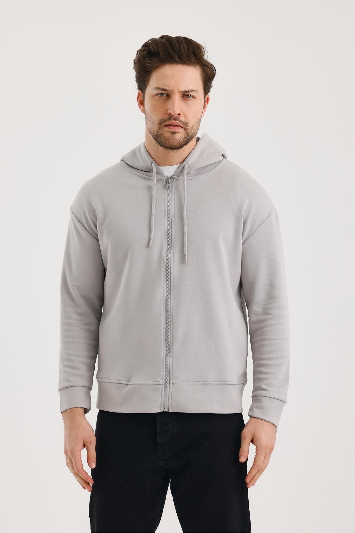 Cavla Collection UNISEX KAPŞONLU FERMUARLI GİZLİ CEPLİ SWEAT