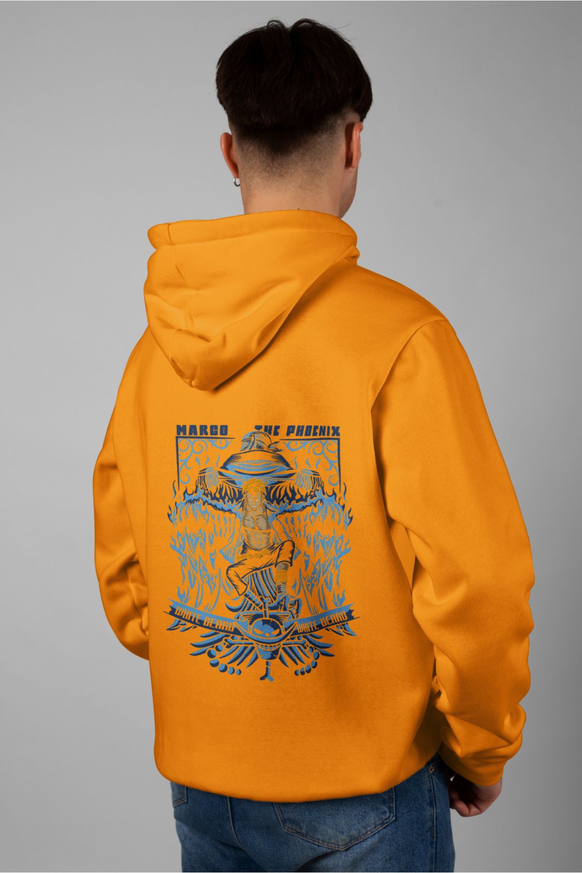 Zestia Unisex Hoodie, Marco Phoenix Sırt Baskılı, Regular,%100 Pamuk, Turuncu Renk Kapşonlu No: 0152