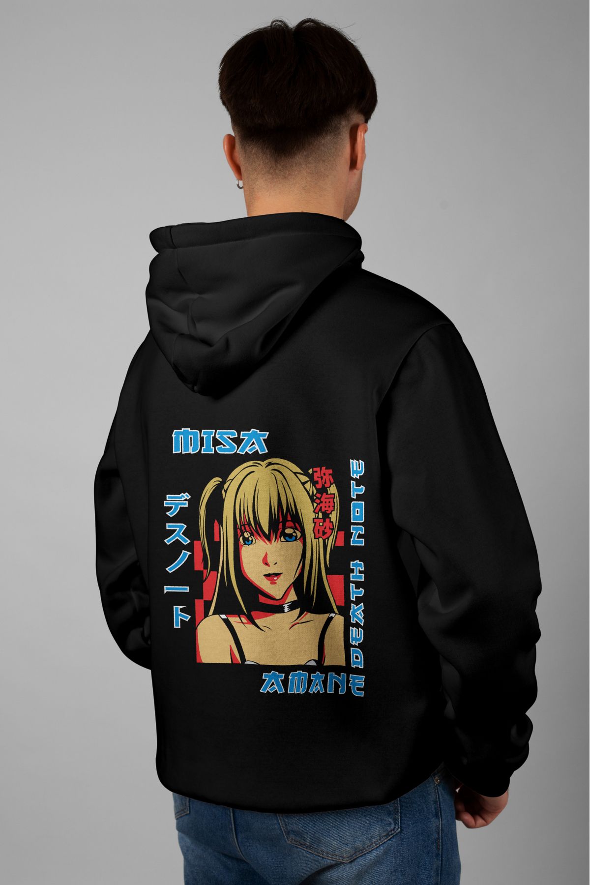 Zestia Unisex Hoodie, Misa Sırt Baskılı, Regular,%100 Pamuk, Siyah Renk Kapşonlu No: 0112