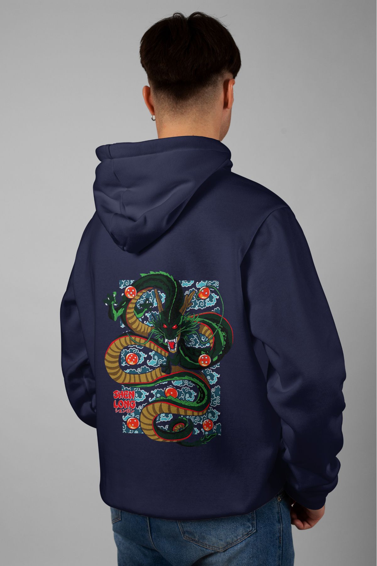 Zestia Unisex Hoodie, Shenron Sırt Baskılı, Regular,%100 Pamuk, Lacivert Renk Kapşonlu No: 0128