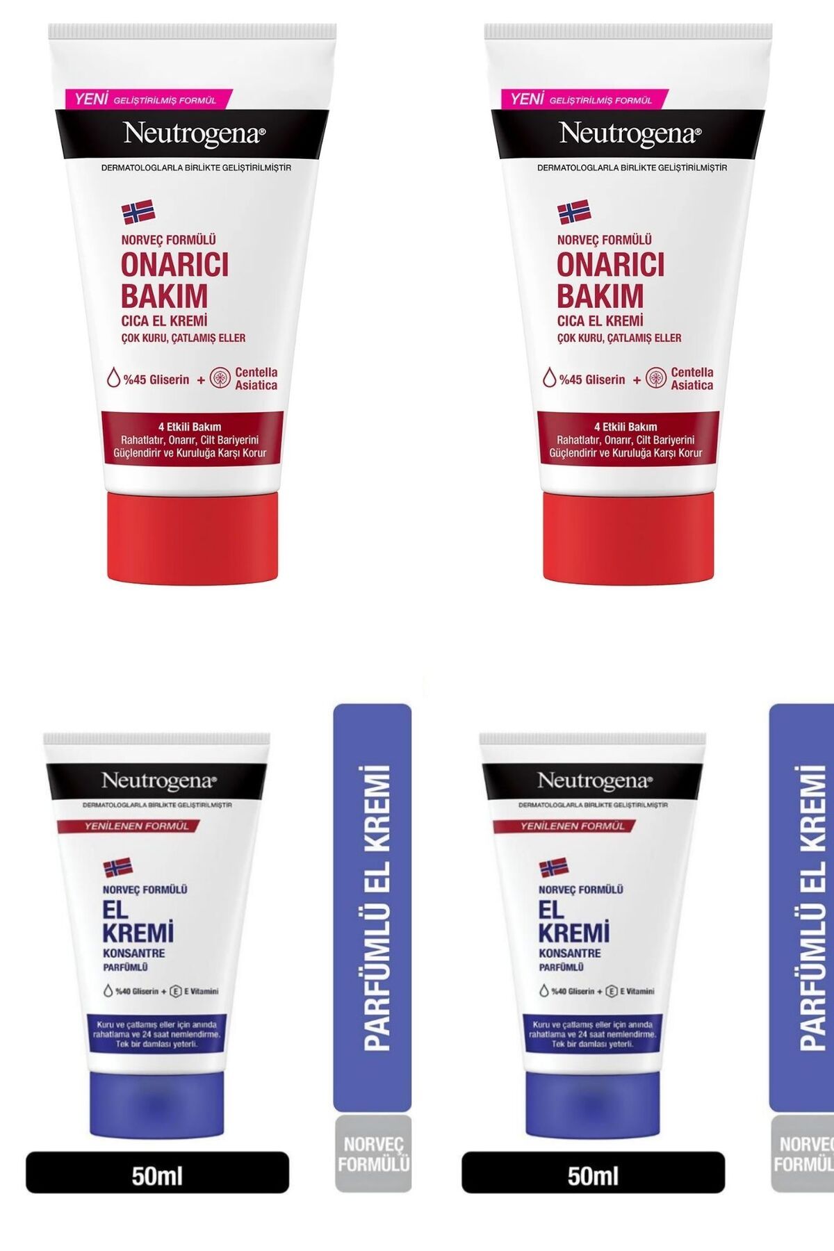 Neutrogena AVANTAJLI PAKET NORVEÇ FÖRMÜLÜ ONARICI BAKIM VE EL KREMİ 2 x 2 ADET