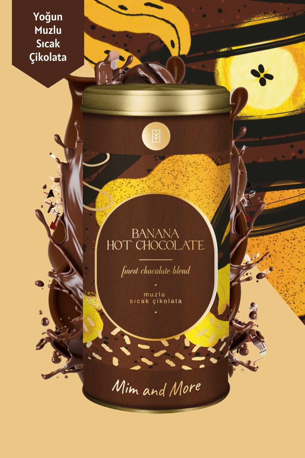 Mim and More Banana Hot Chocolate - Muzlu Sıcak Çikolata, Tin, 200 Gr