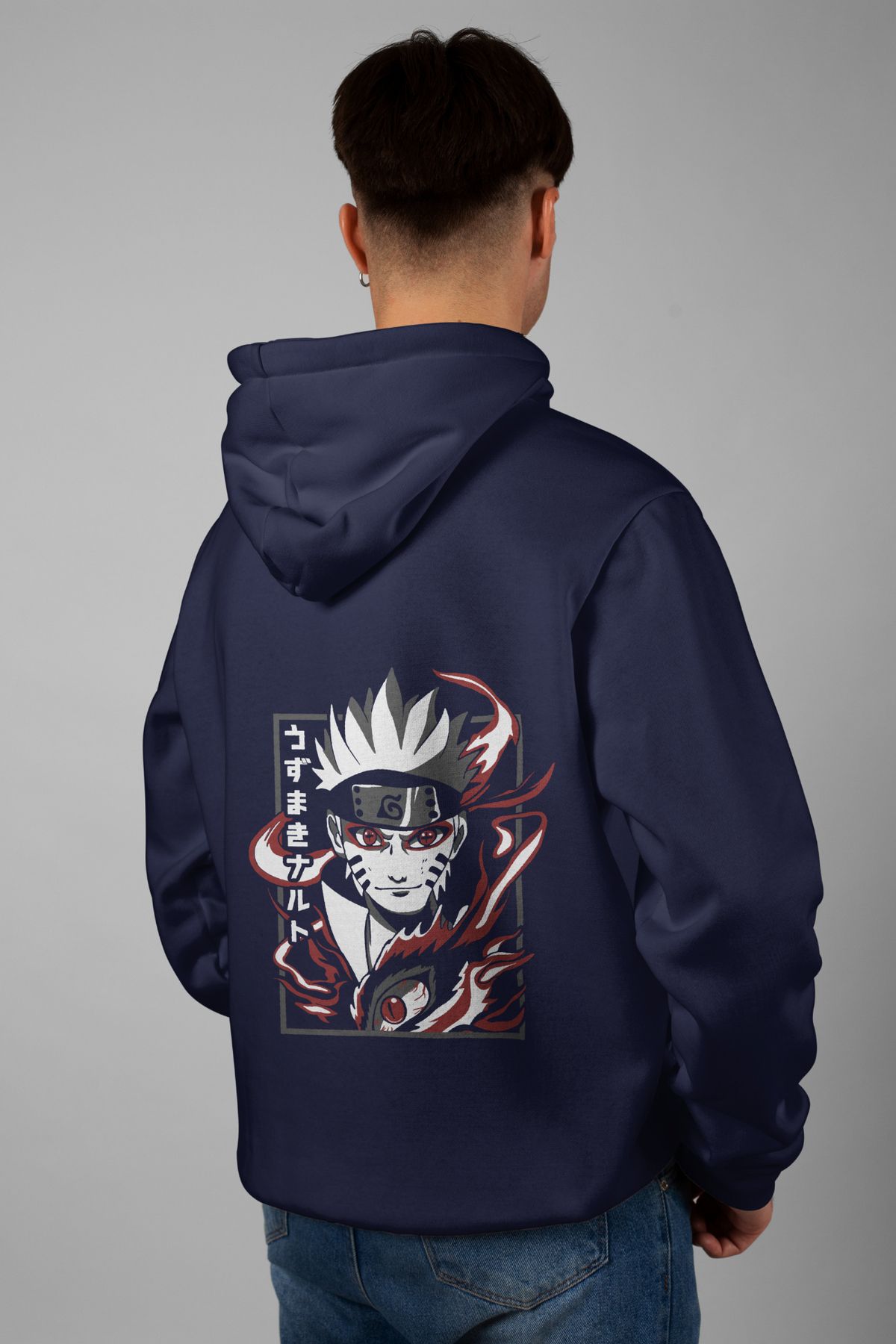 Zestia Unisex Hoodie, Naruto Sırt Baskılı, Regular,%100 Pamuk, Lacivert Renk Kapşonlu No: 0139