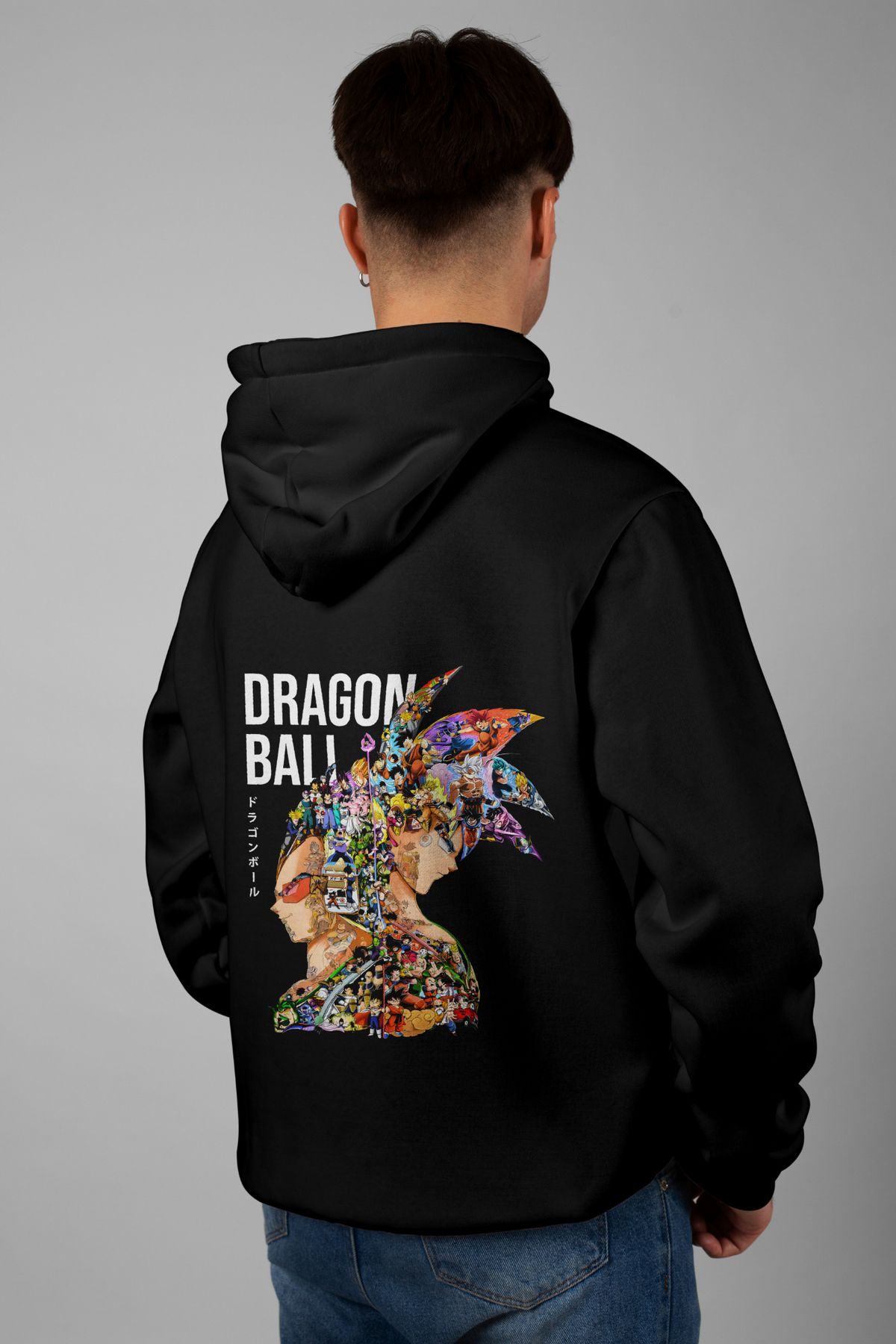 Zestia Unisex Hoodie, Dragon Ball Sırt Baskılı, Regular,%100 Pamuk, Siyah Renk Kapşonlu No: 0119