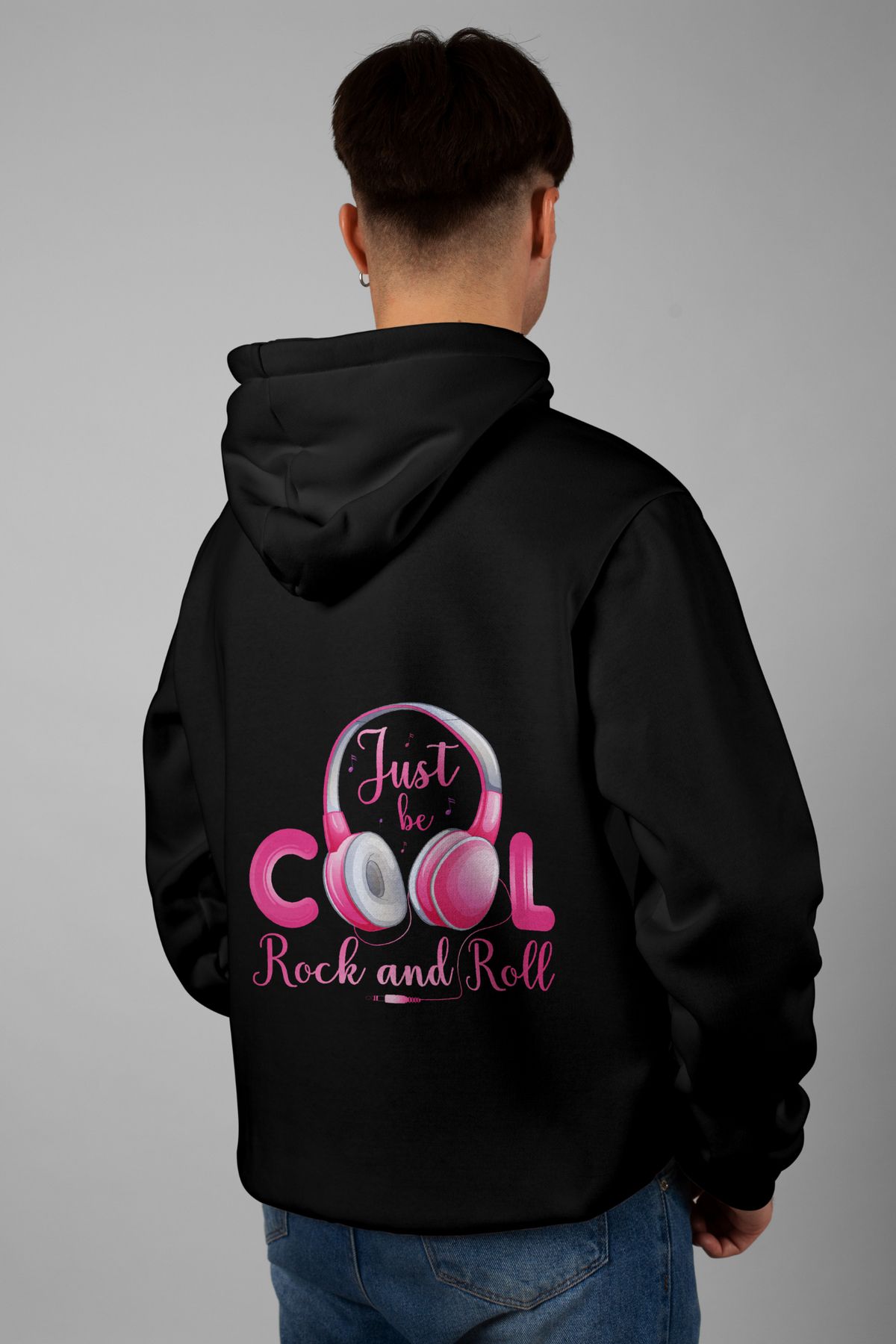 Zestia Unisex Hoodie, Just Be Cool Sırt Baskılı, Regular,%100 Pamuk, Siyah Renk Kapşonlu No: 0290